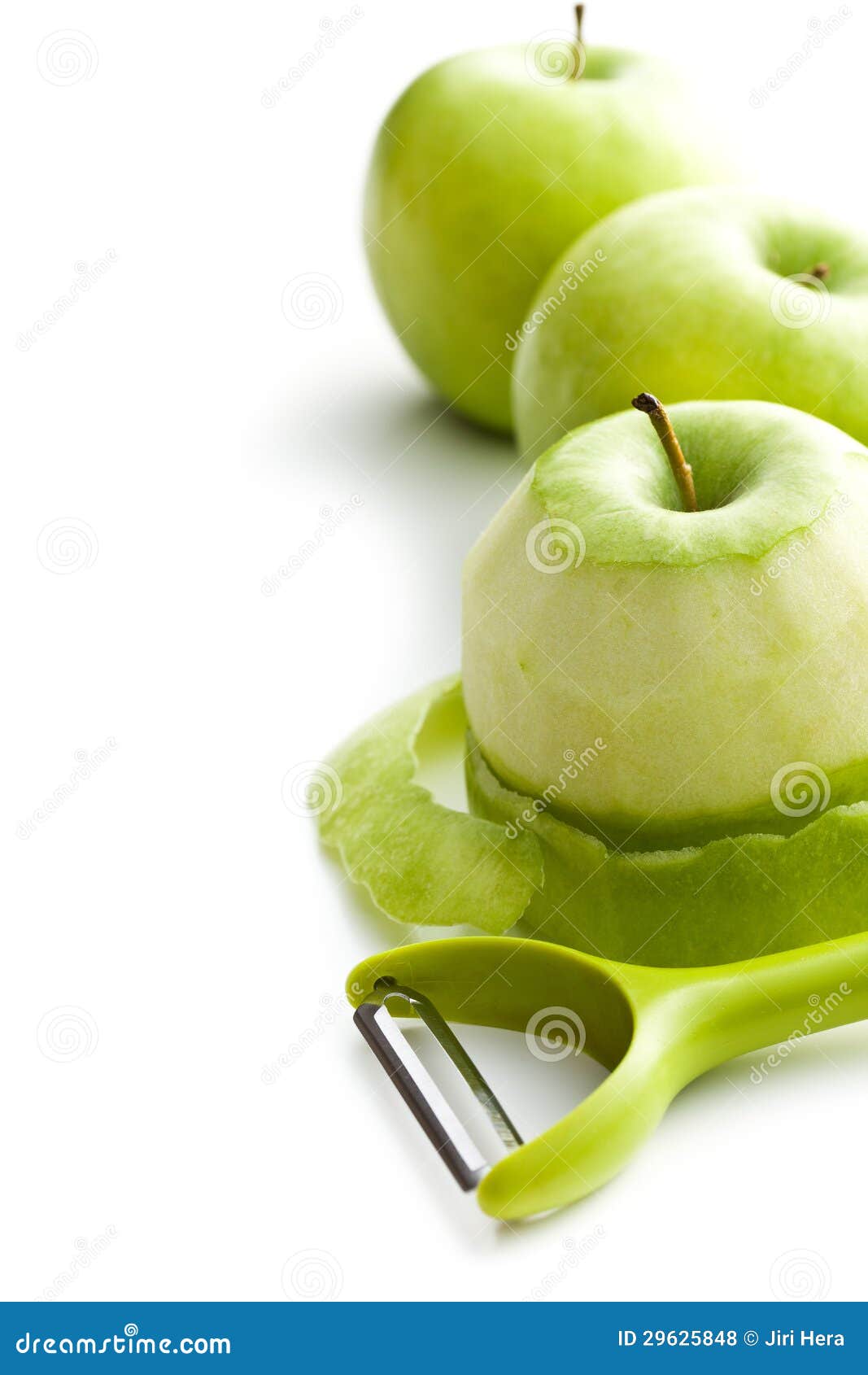 Peeled Green Apple with Peeler Stock Photo Image of food, ripe 29625848