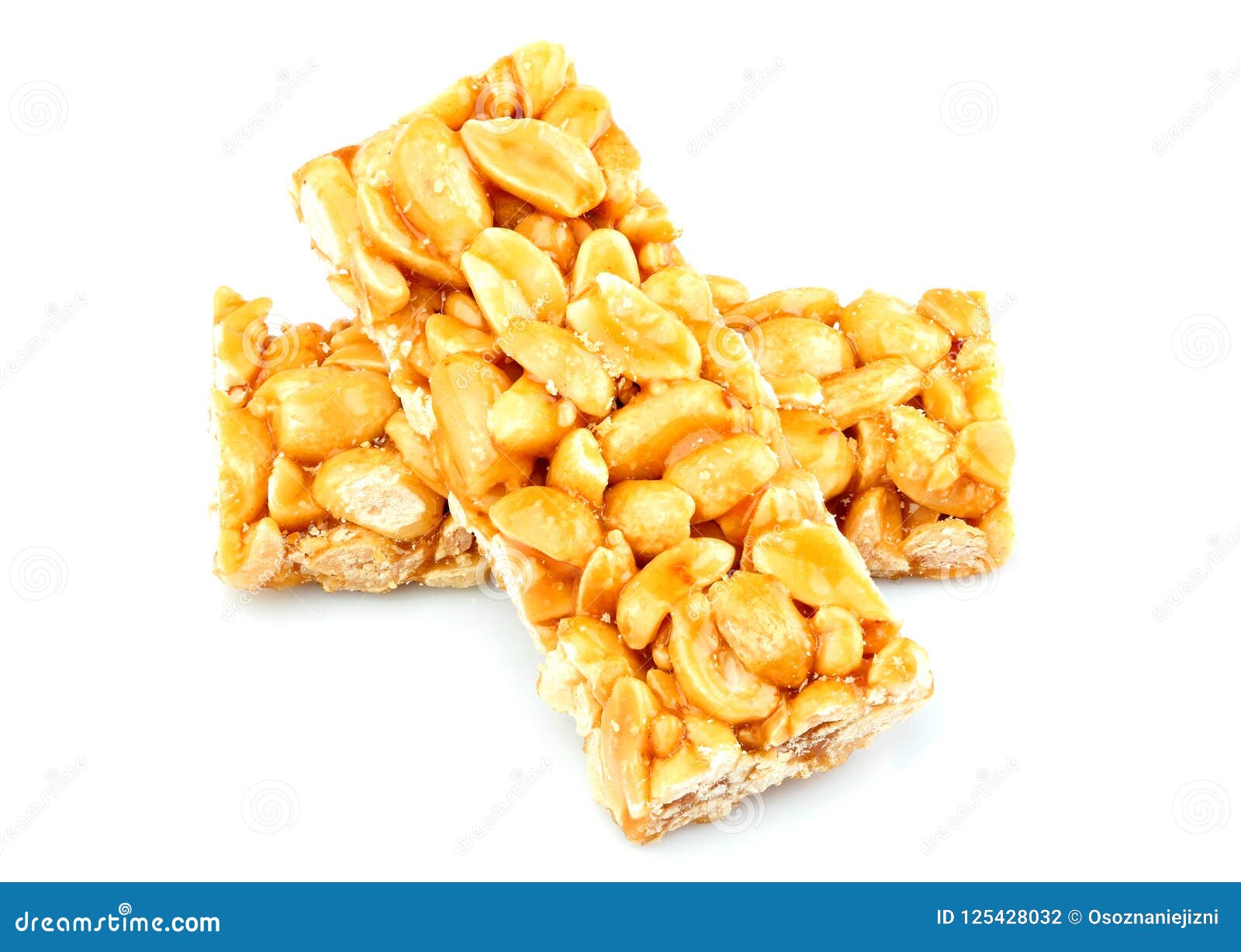 Peeled Peanuts in Caramel.Candy Bar Isolated. Stock Photo Image of