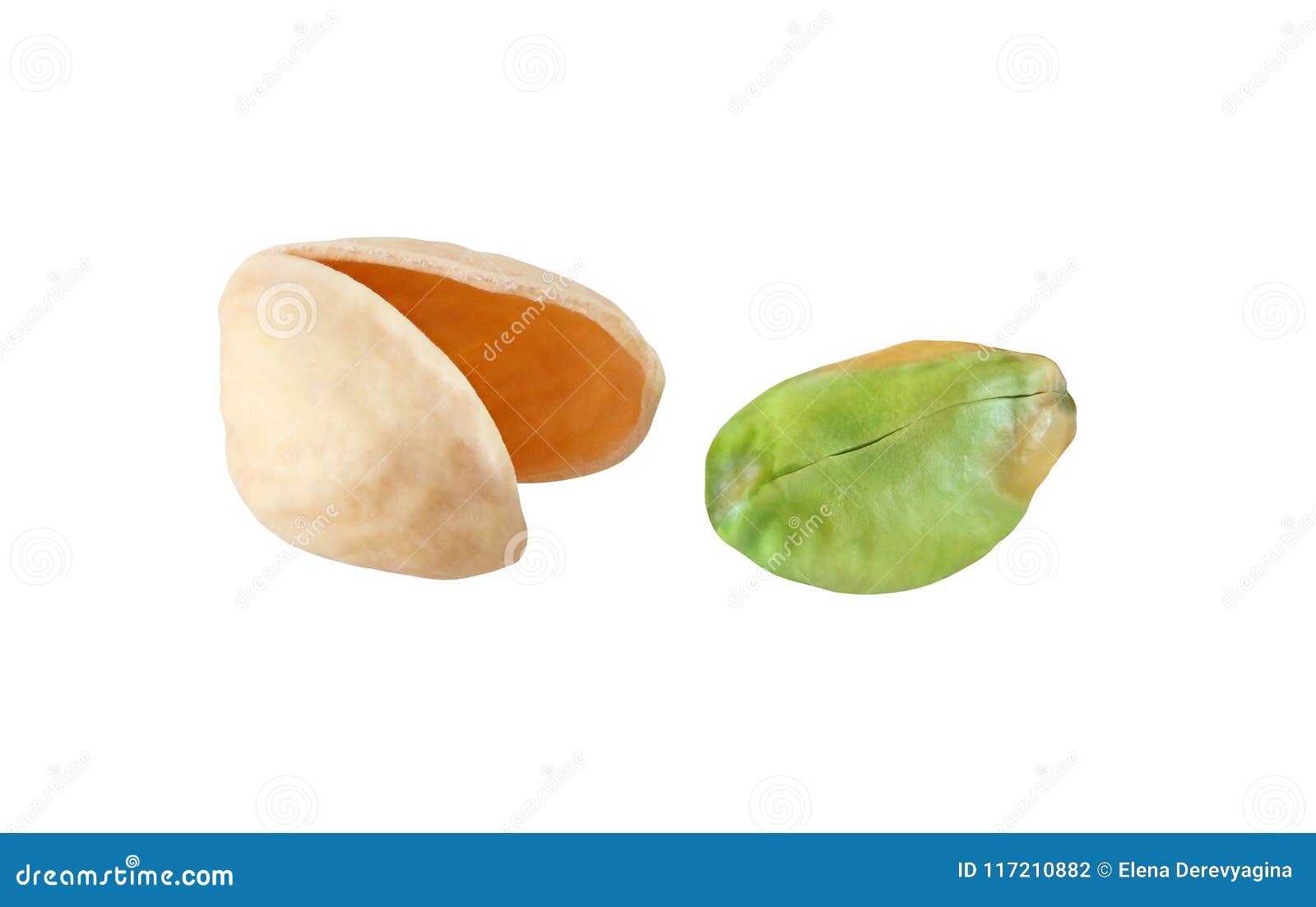 Peeled Pistachio Nut Kernel And Split Shell Isolated On White Ba Stock