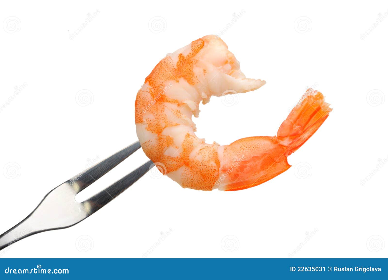Peeled shrimp on a fork stock image. Image of seafood 22635031
