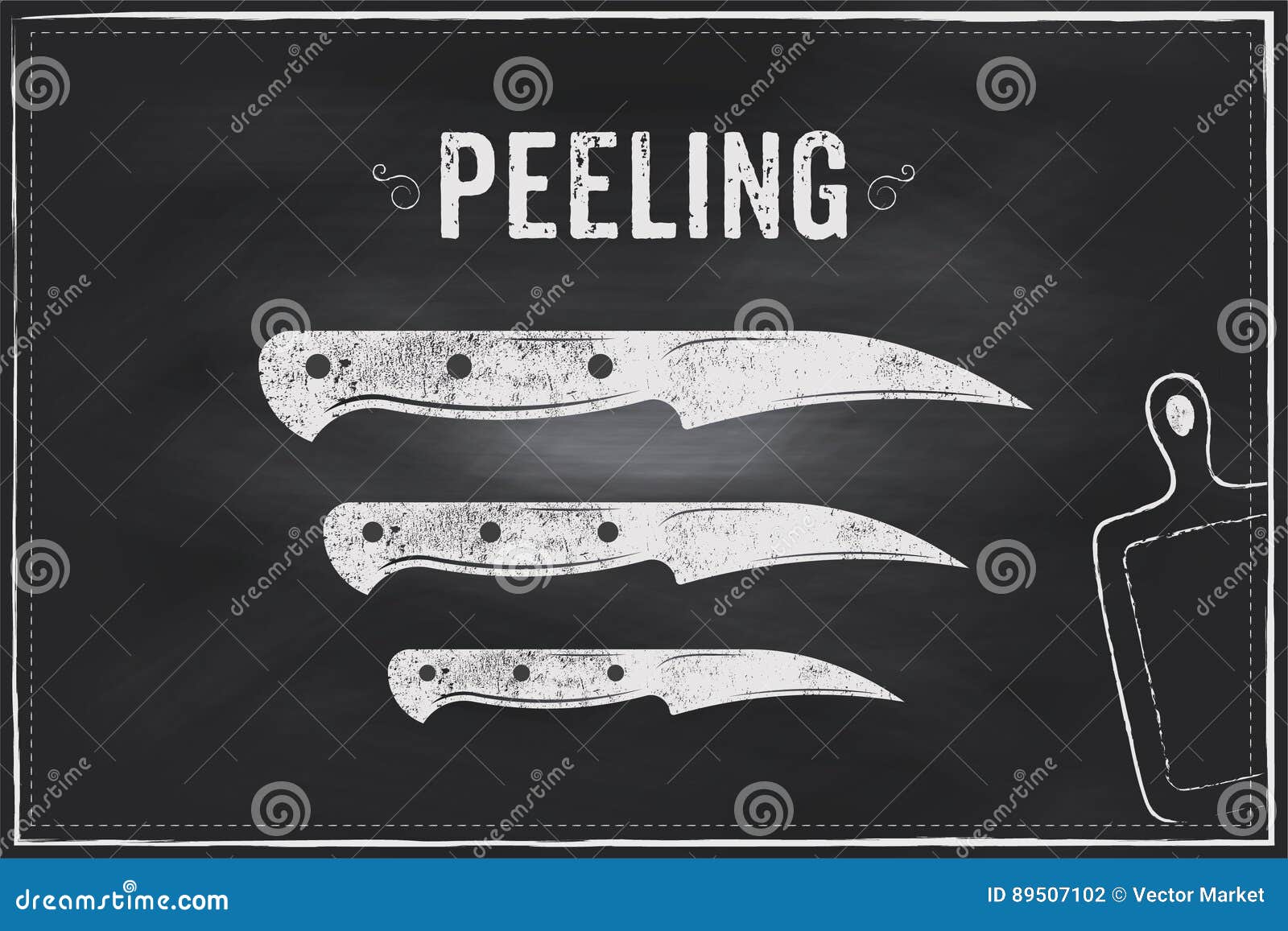 Peeling Knife. Vector Sketch Chalk Illustration Design Stock Vector