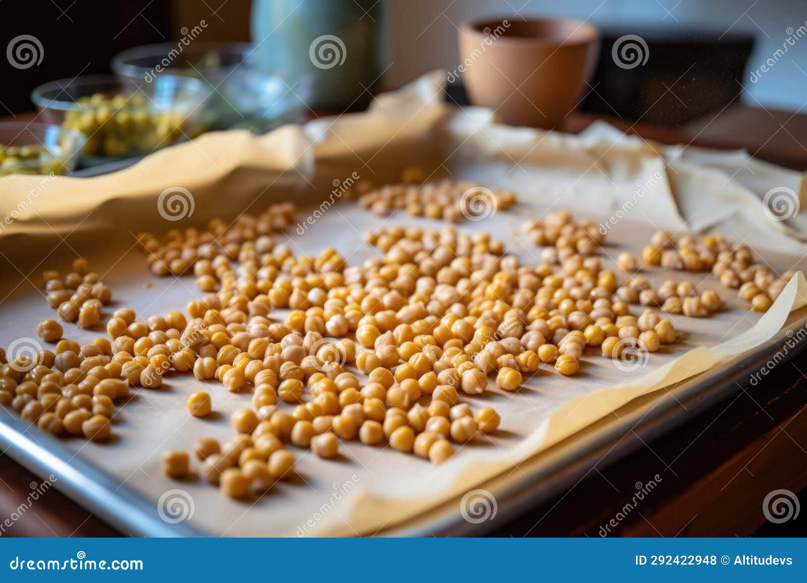 Peeling Skins Off Raw Chickpeas before Baking Stock Photo Image of