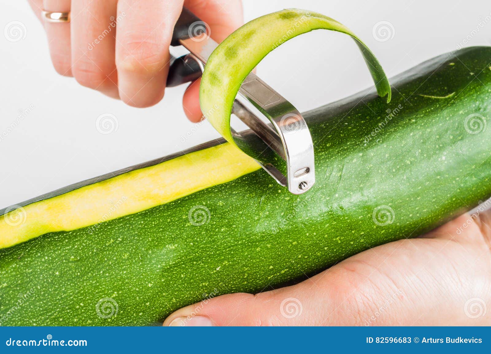 Peeling Zucchini with Peeler Stock Image Image of nature, harvest