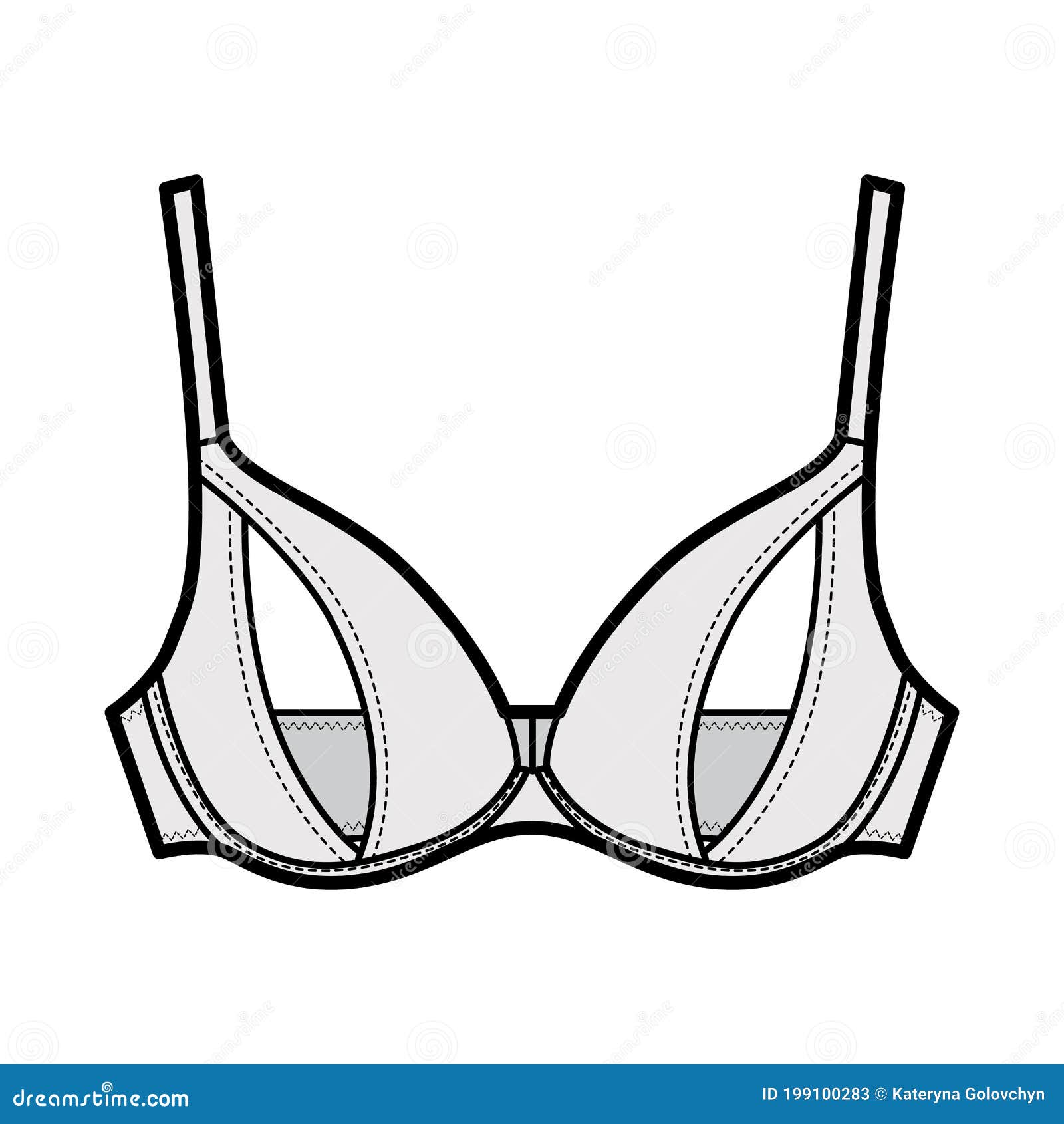 Peephole Bra Lingerie Technical Fashion Illustration with