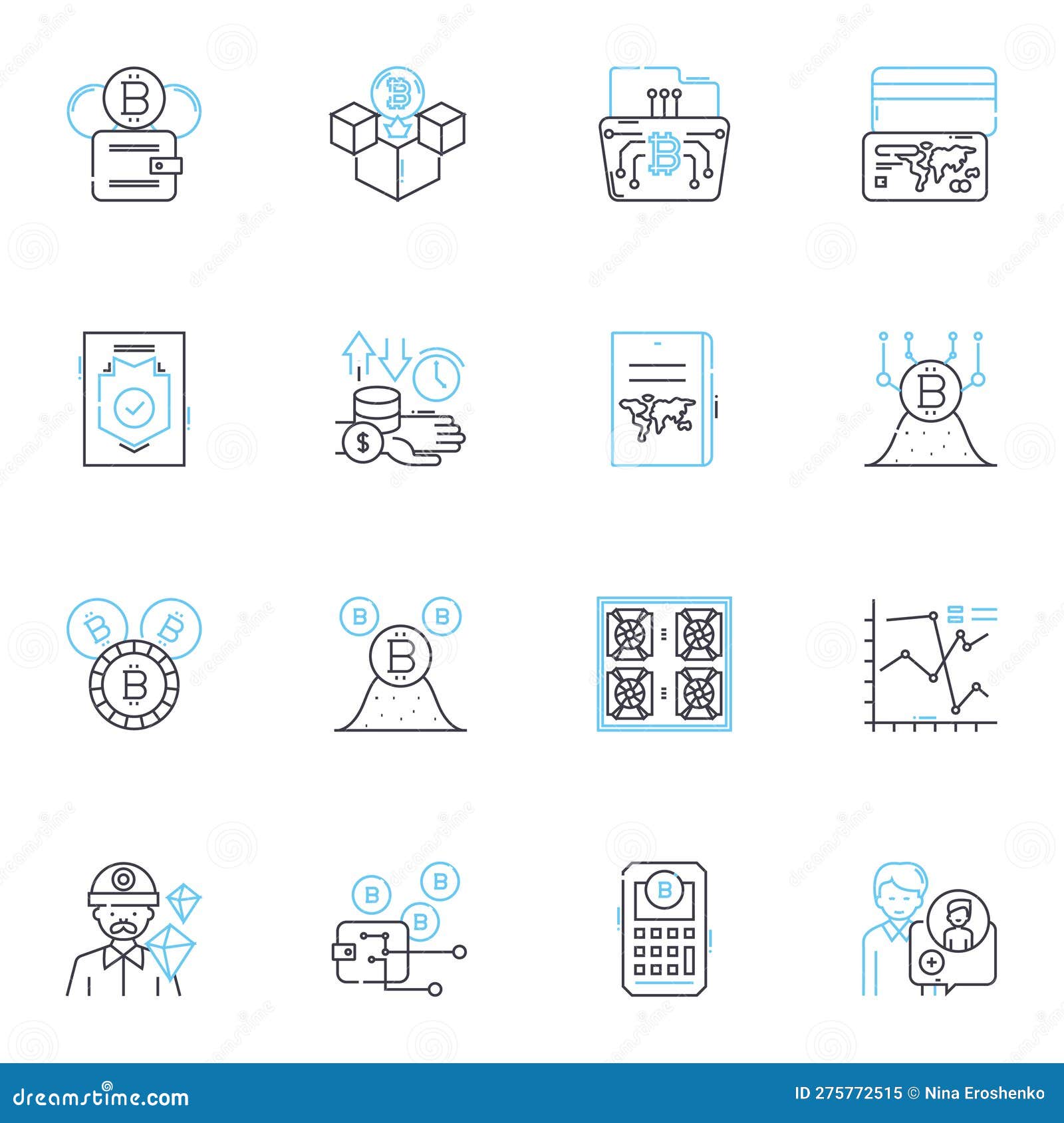 peer-to-peer lending linear icons set. investment, borrowing, crowdfunding, interest, prosperity, collaboration, loans