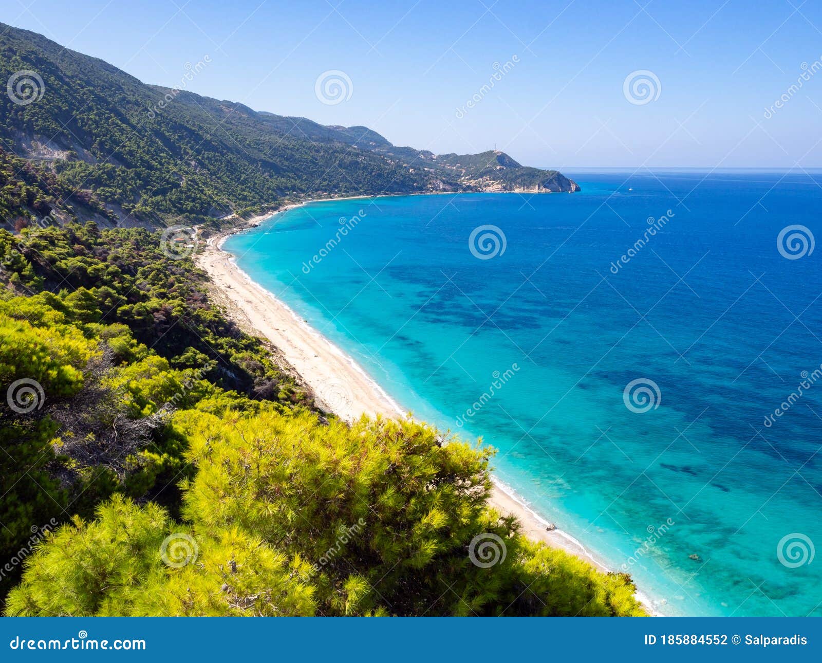 Pefkoulia beach on Lefkada stock photo. Image of coast - 185884552