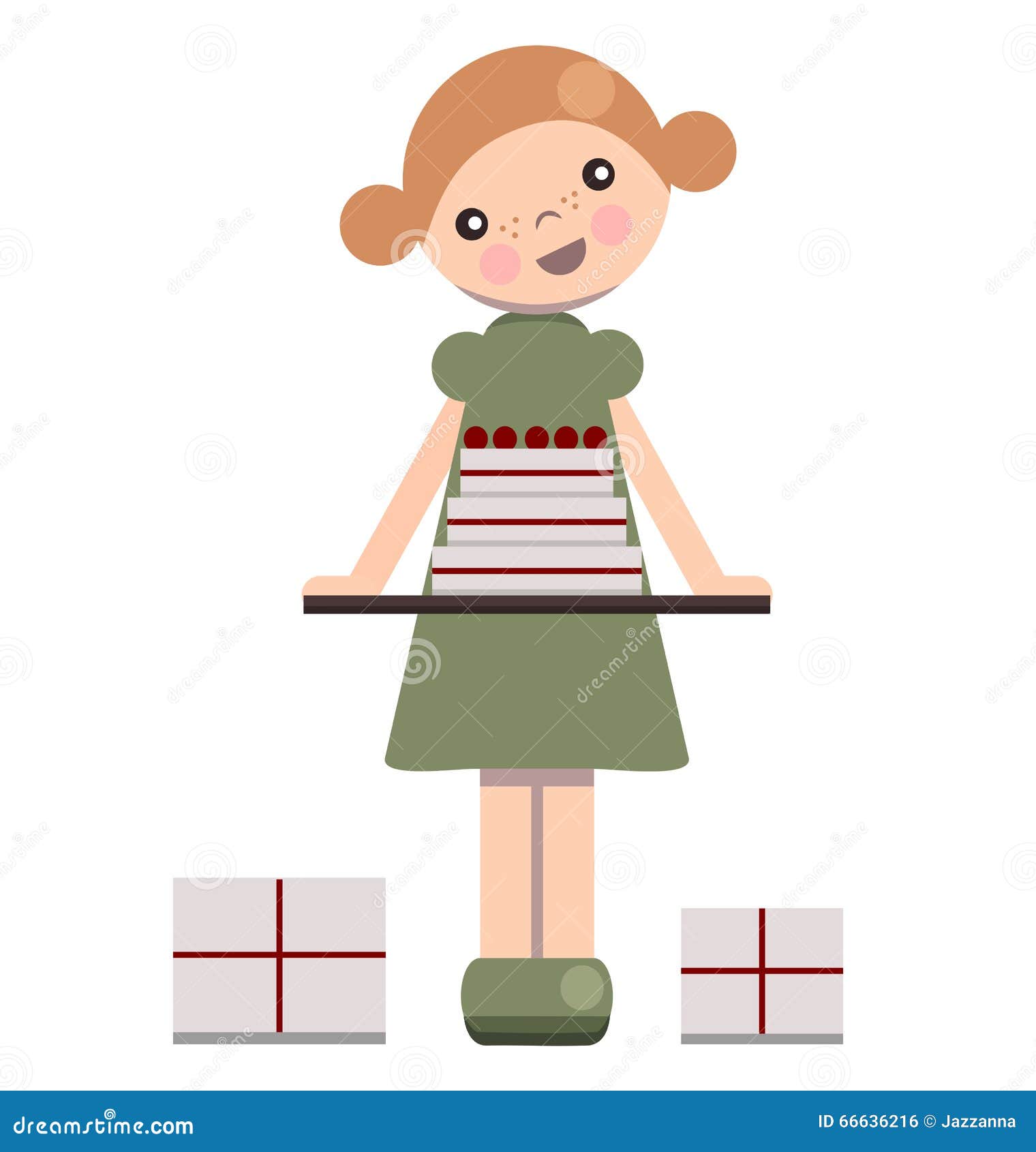 Peg Doll with Birthday Cake Stock Vector Illustration of invitation