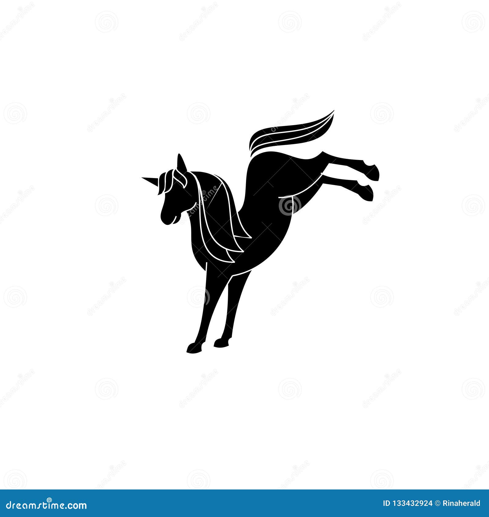 pegasus unicorn logo icon s   with black shilouette style 