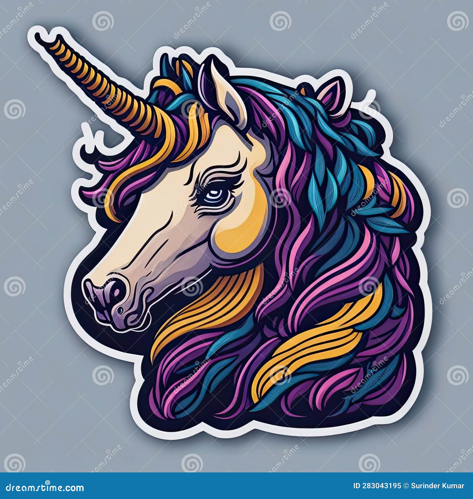 Pegatina Colorida Diseño Unicornio Ai Generado Stock de ilustración -  Ilustración de persona, fairytale: 283043195