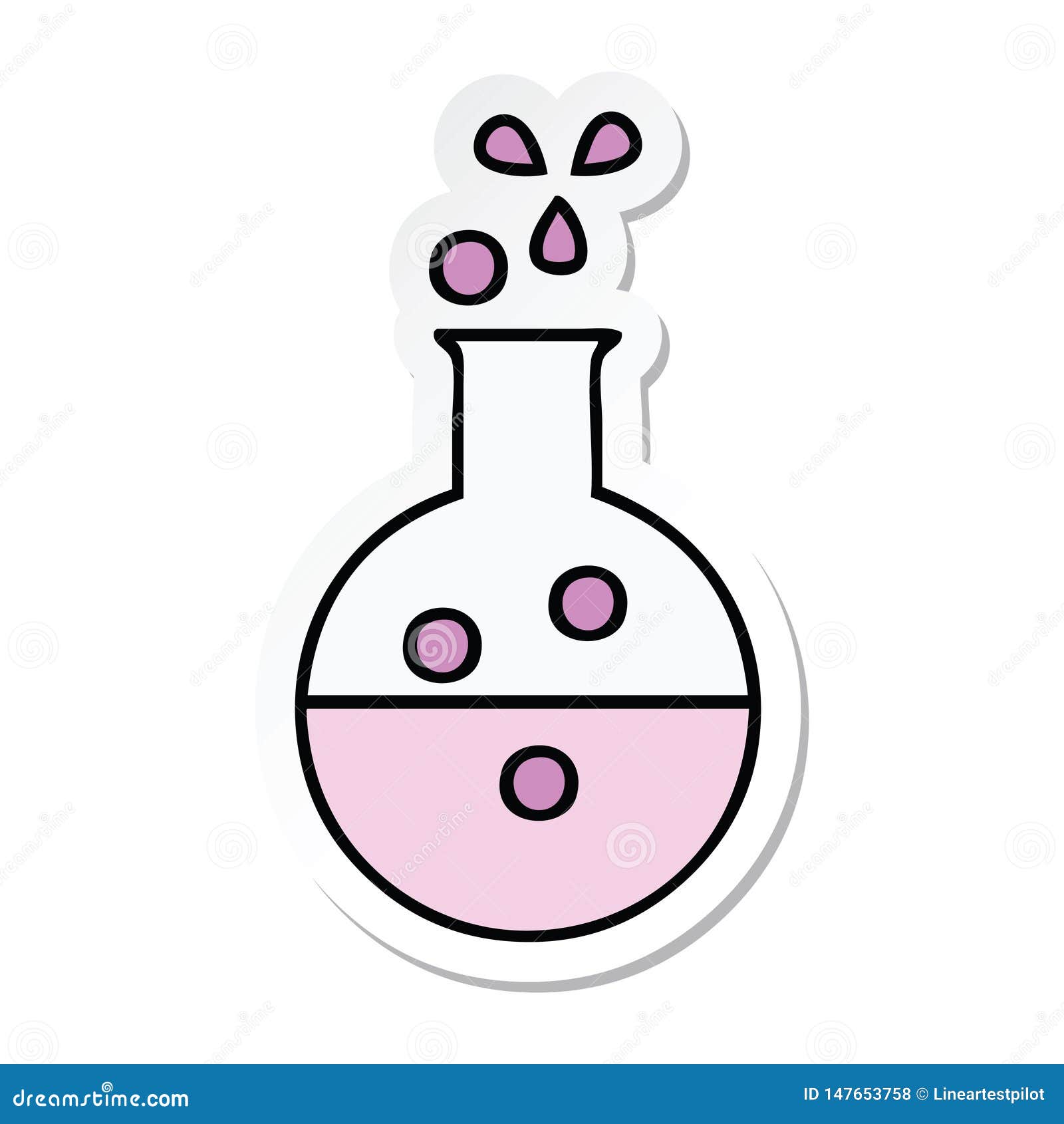Pegatina De Un Lindo Tubo De Química De Dibujos Animados Ilustración del  Vector - Ilustración de retro, frasco: 147653758