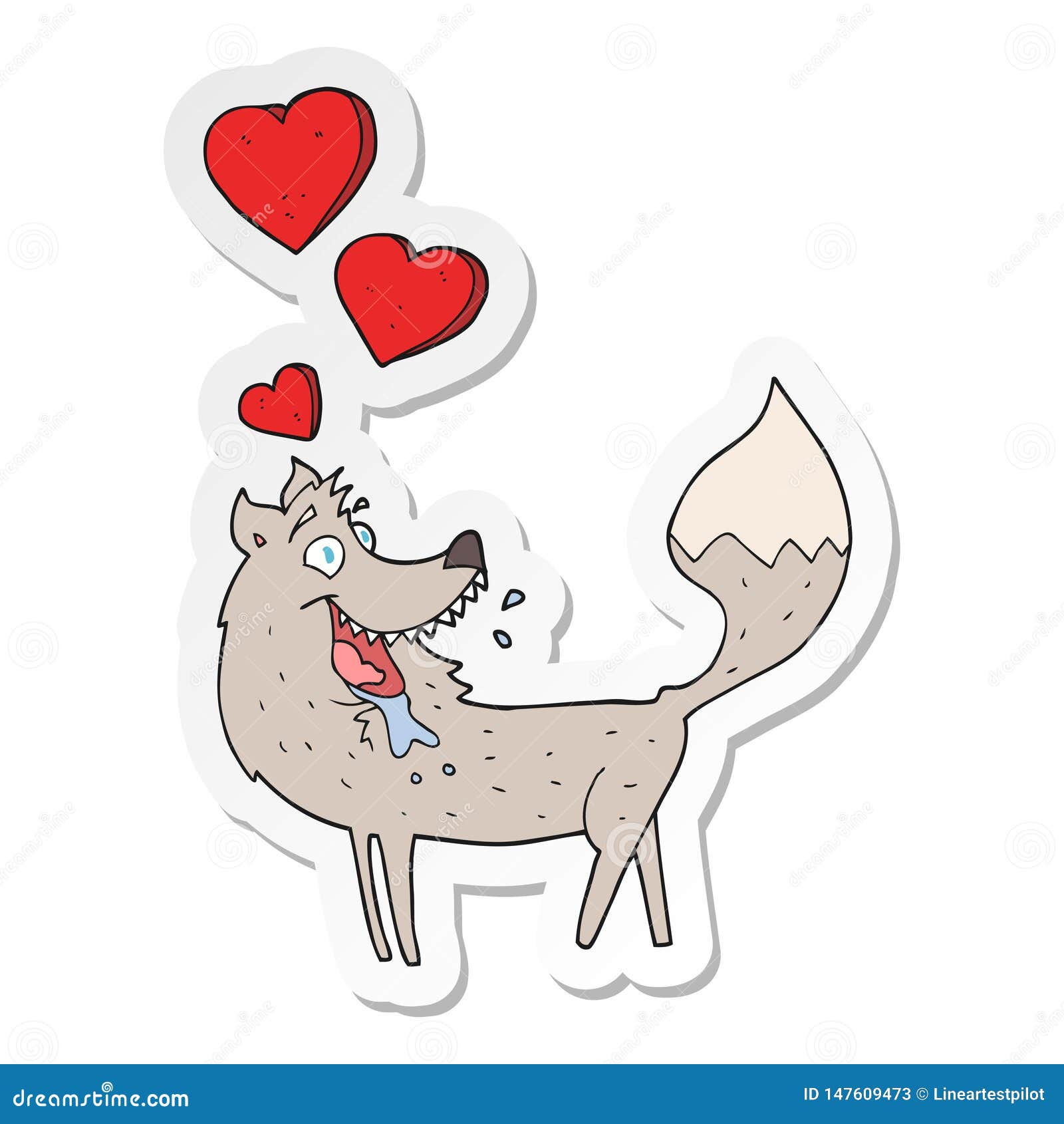 Lobo de caricatura enamorado