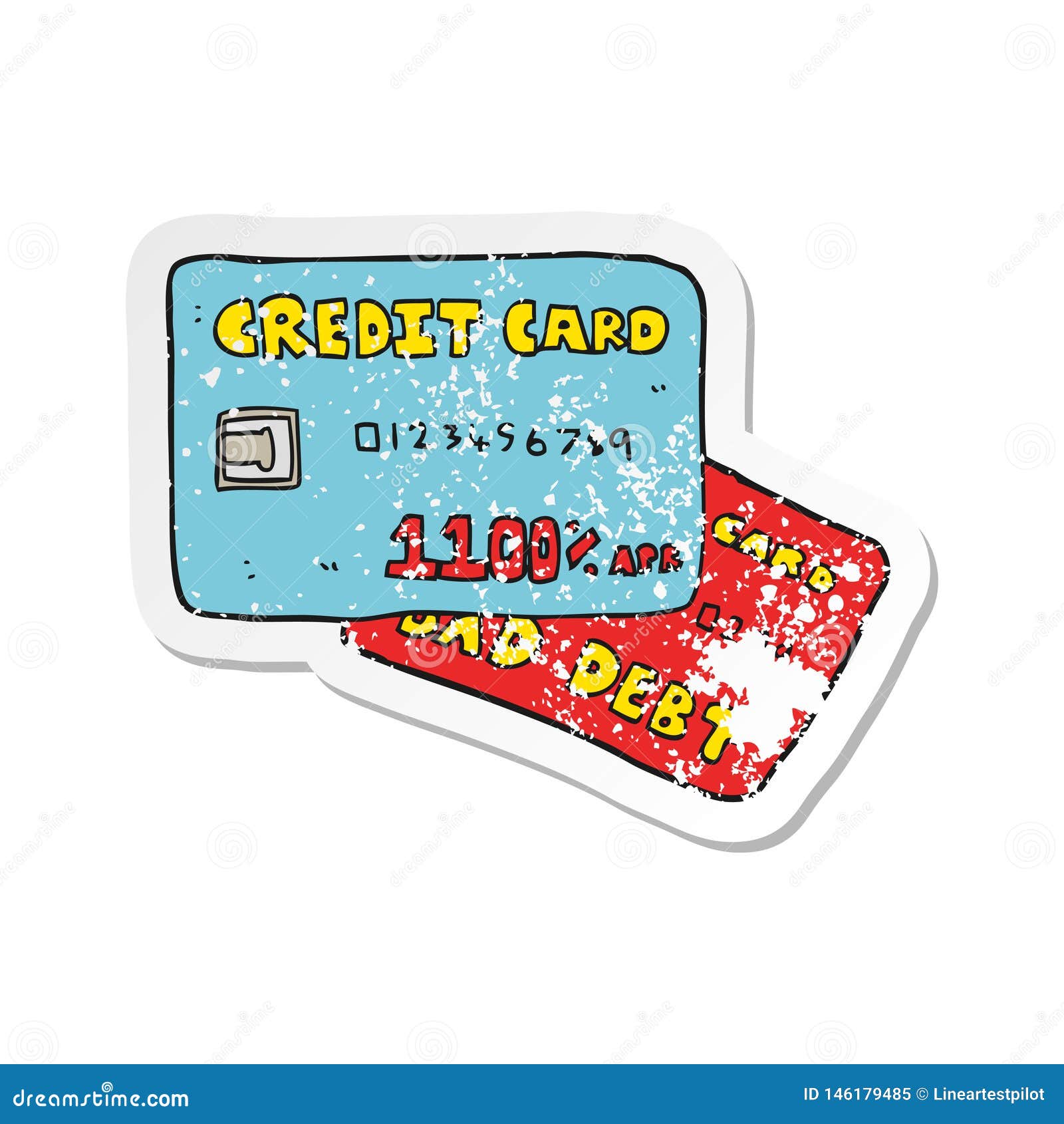 Pegatina Retro Angustiada De Una Tarjeta De Crédito De Dibujos Animados  Ilustración del Vector - Ilustración de deuda, tradicional: 146179485
