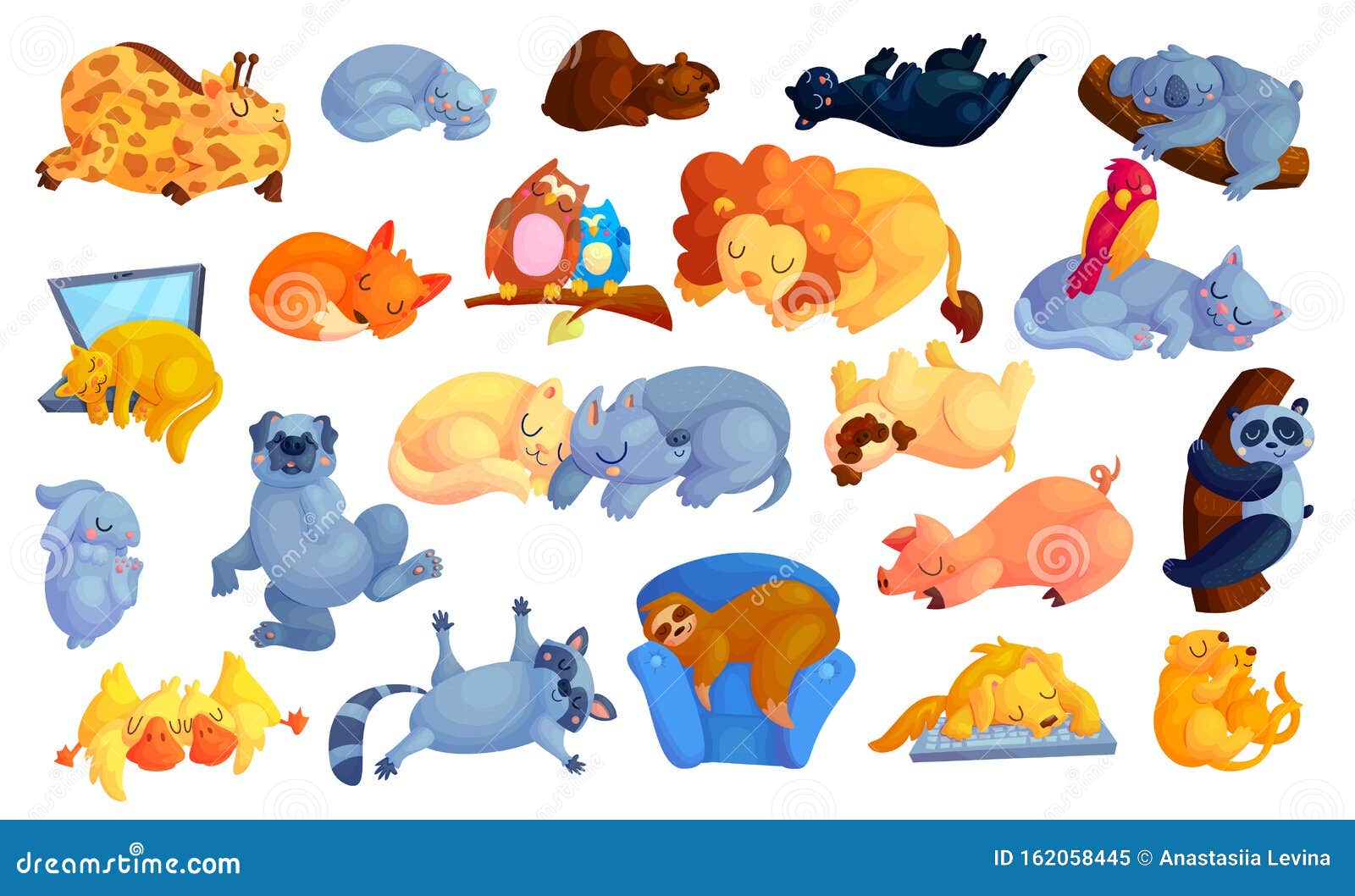 Pegatinas De Dibujos Animados Para Animales Salvajes Y Domésticos  Ilustración del Vector - Ilustración de elemento, animal: 162058445