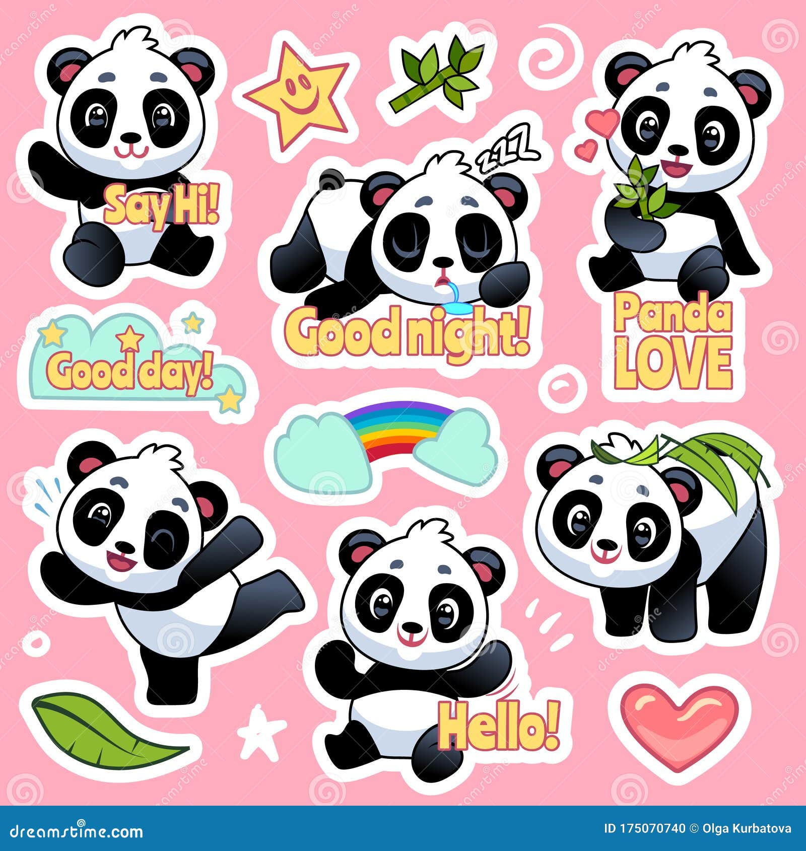 Pegatinas de panda Kawaii, pegatinas de panda lindo, pegatinas