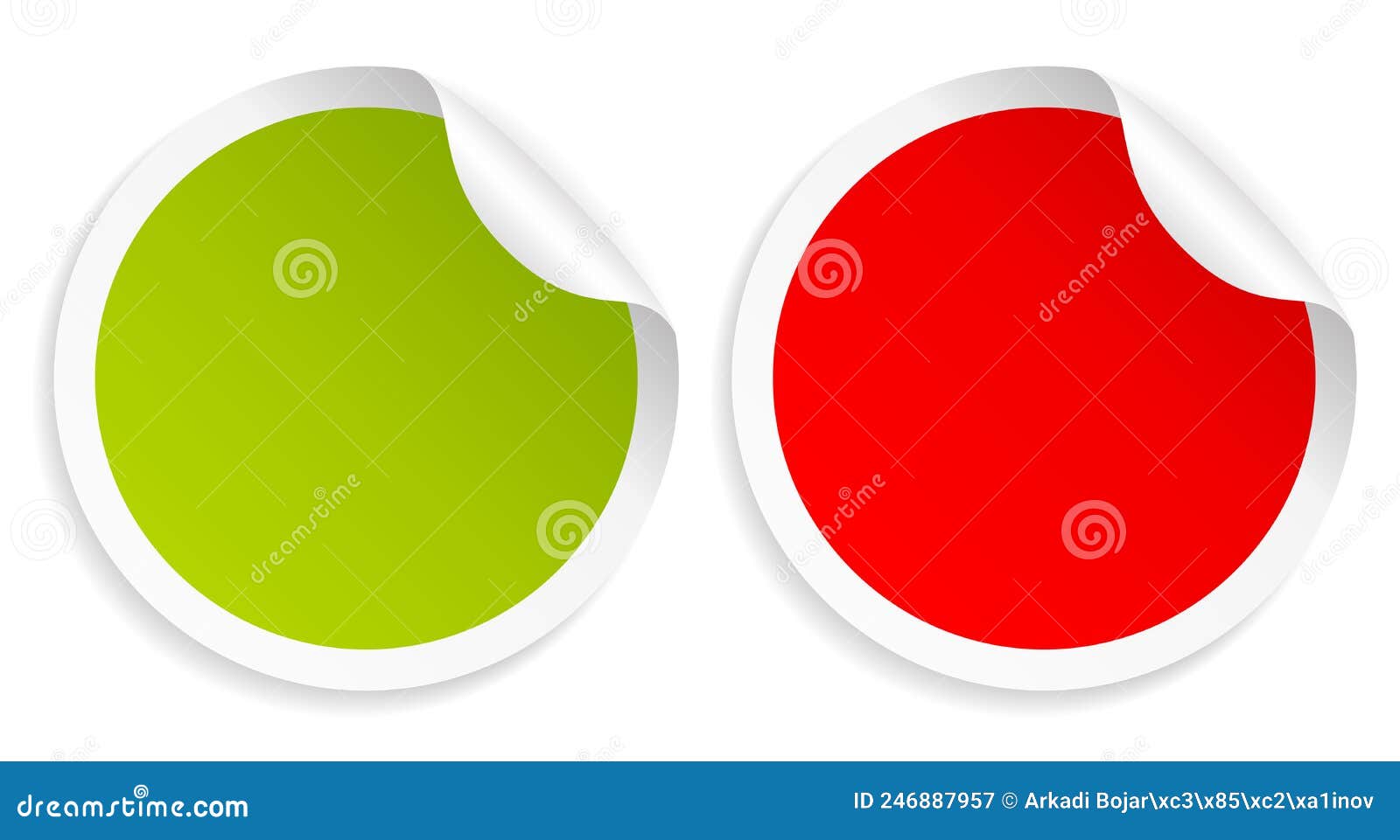 Pegatinas Redondas De Vector Verde Y Rojo Ilustración del Vector -  Ilustración de circular, pegamento: 246887957