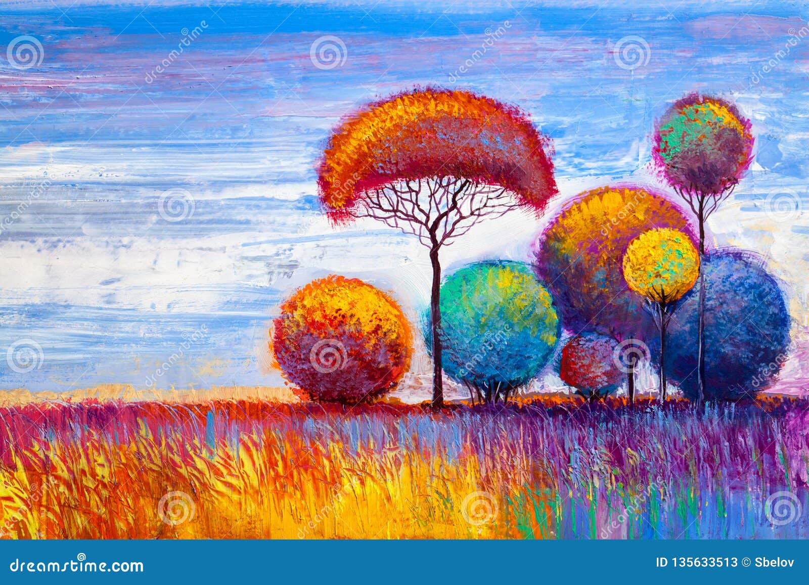 The Silent Meadow terminé-image 50x70 la fresque arbres automne paysage HAGER 
