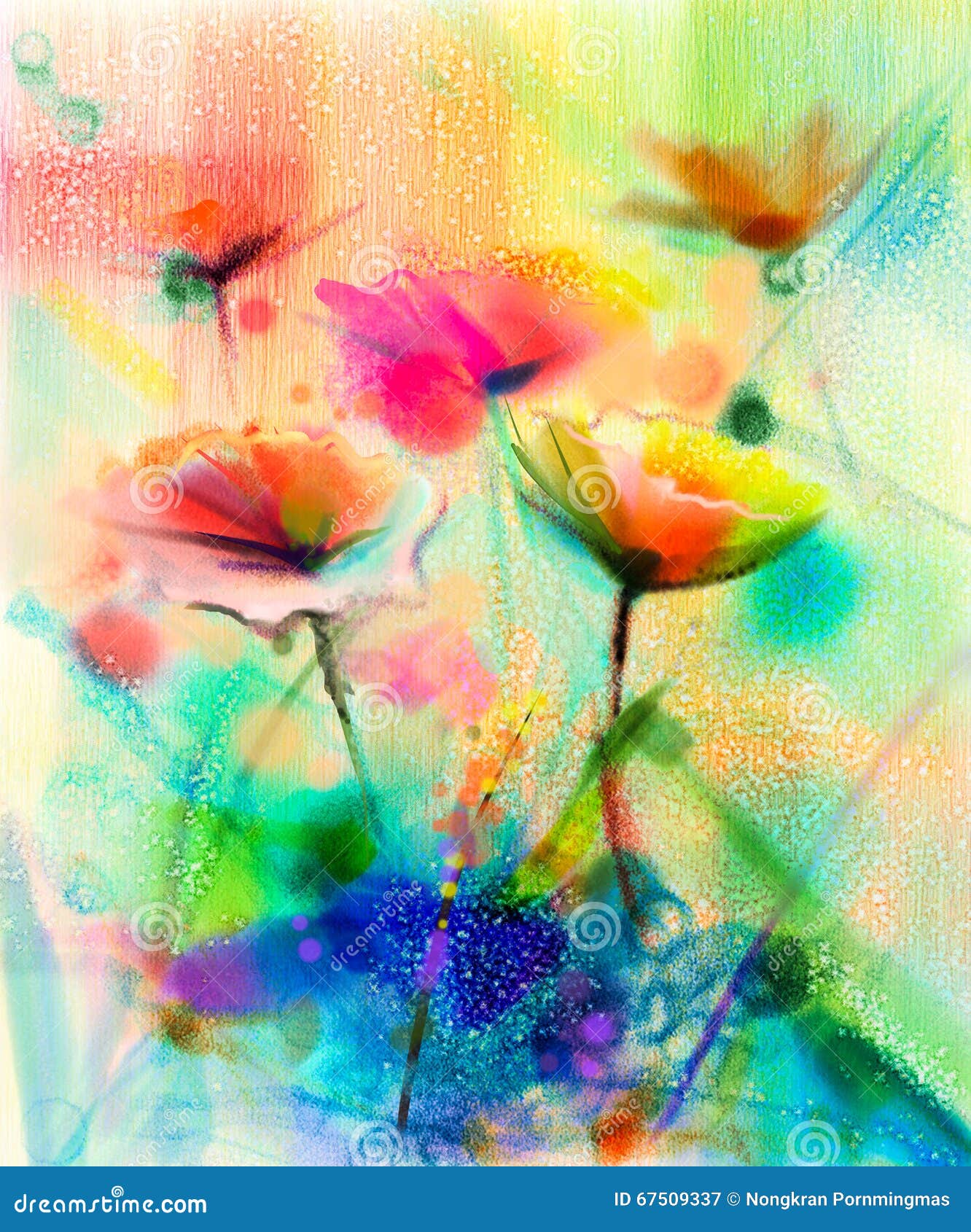 Peinture Abstraite D'aquarelle De Fleur Illustration Stock - Illustration  du couleur, floraison: 67509337