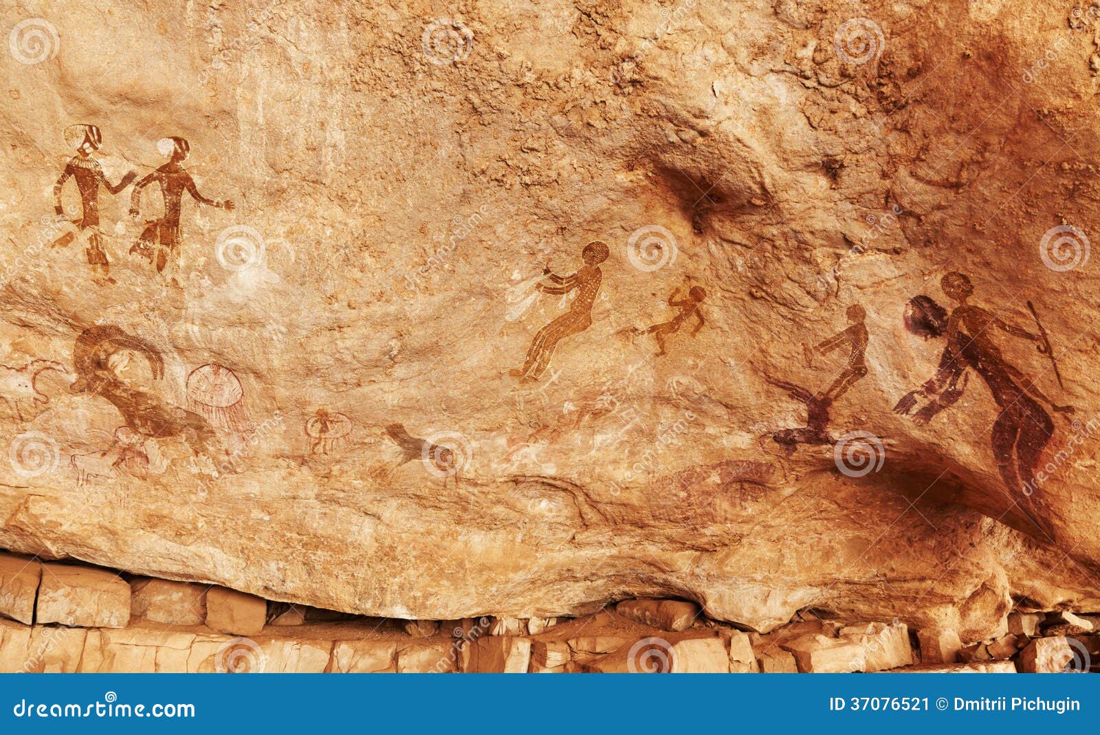 Peintures de roche de Tassili N'Ajjer, Algérie. Peintures préhistoriques célèbres de roche de Tassili N'Ajjer, Algérie