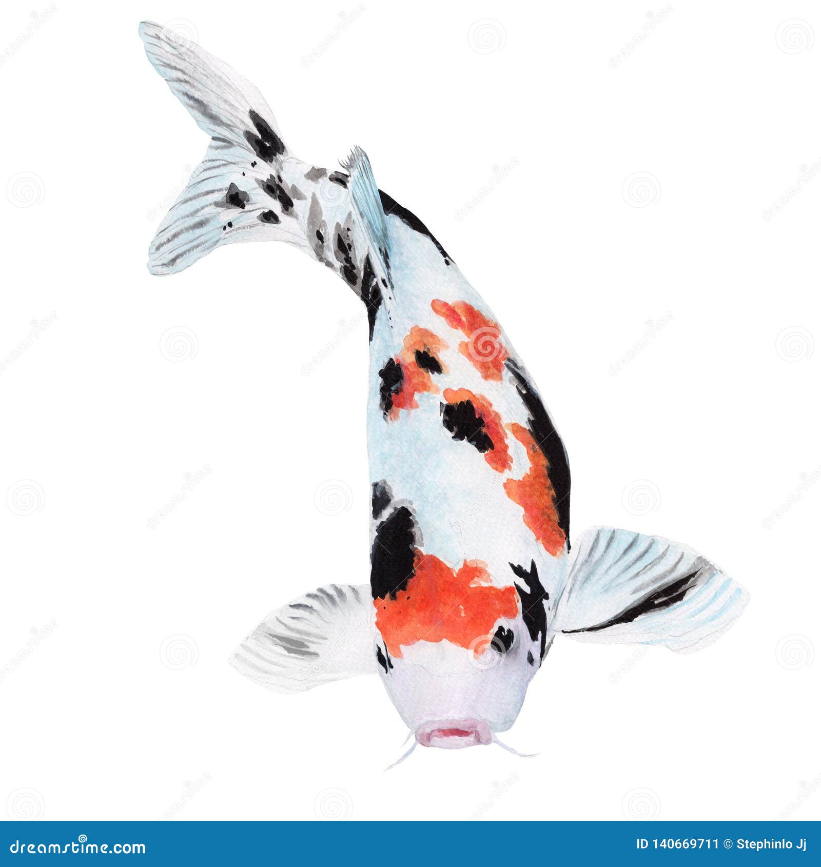 Modelo de facebook com conceito de peixe koi, estilo aquarela.