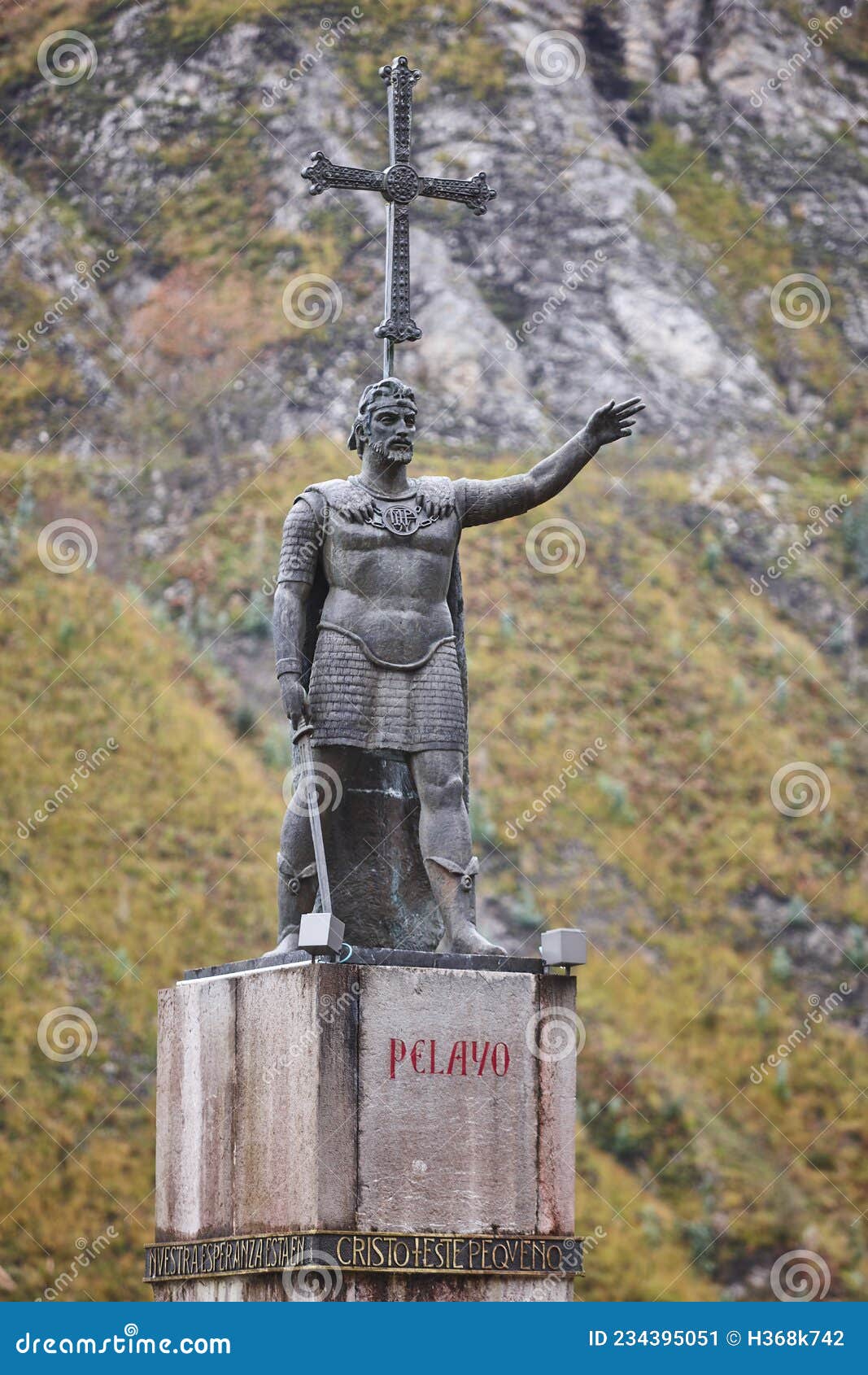 Pelayo King Statue In Covadonga Village Reconquista Time Cangas