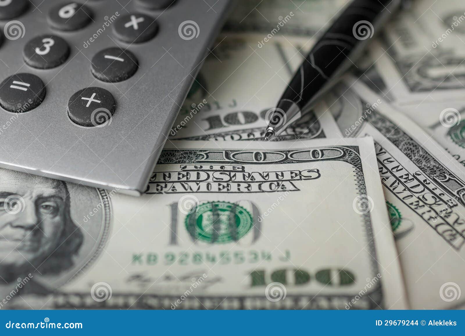 Pen,calculator and Dollars Closeup Stock Photo Image of fortune