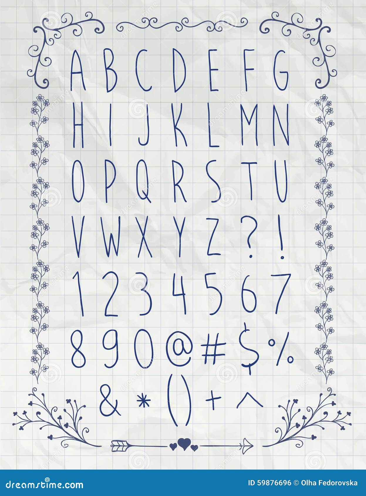 Pen Drawing English Alphabet Letters Semplice Sopra Illustrazione