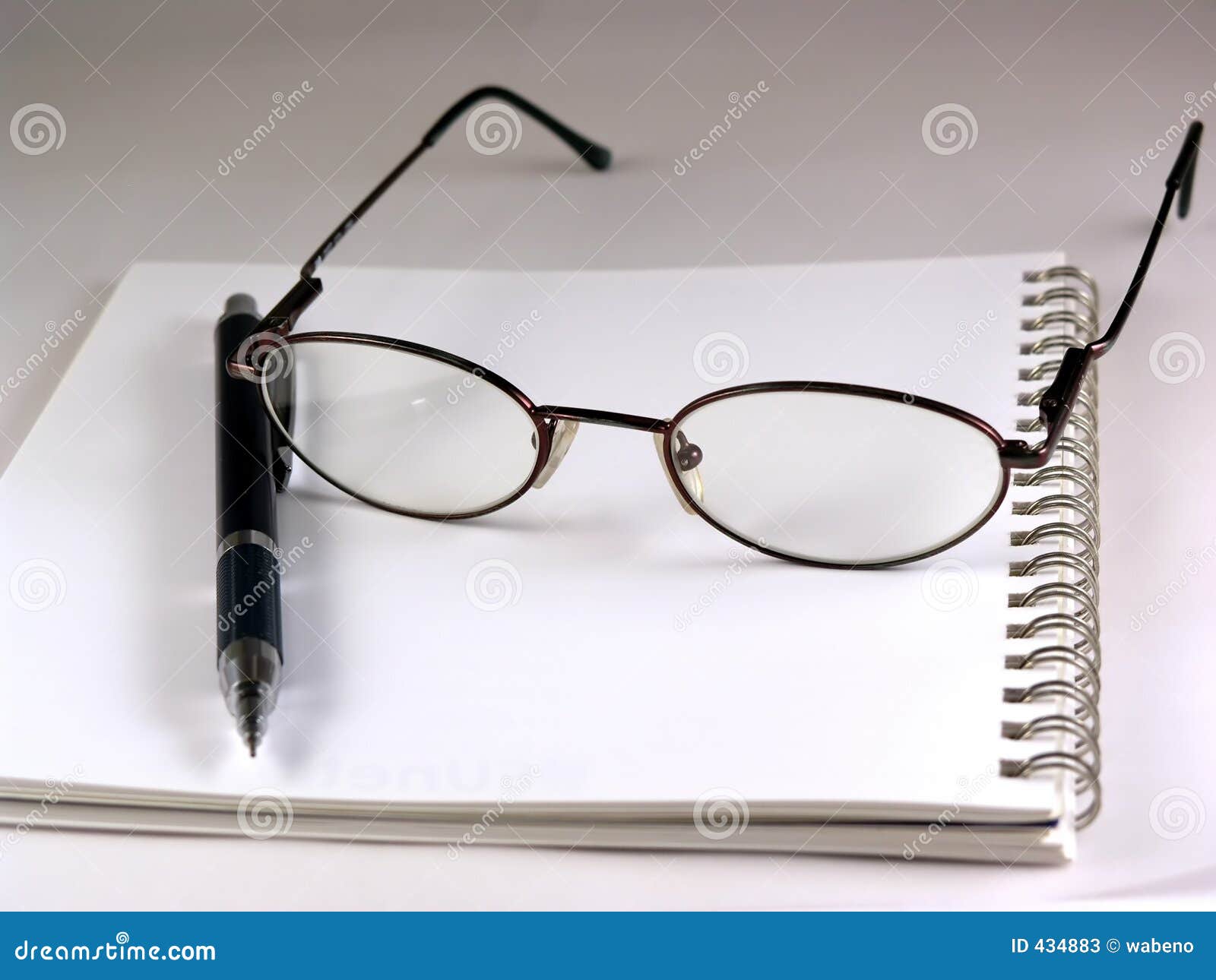 Pen and eyeglasses stock image. Image of detail, notebook 434883