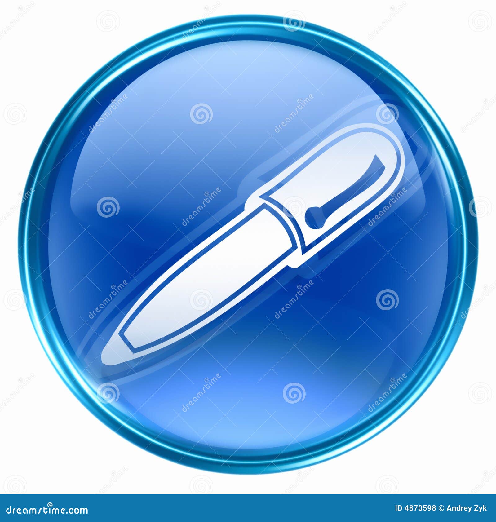Pen icon blue, isolated on white background.
