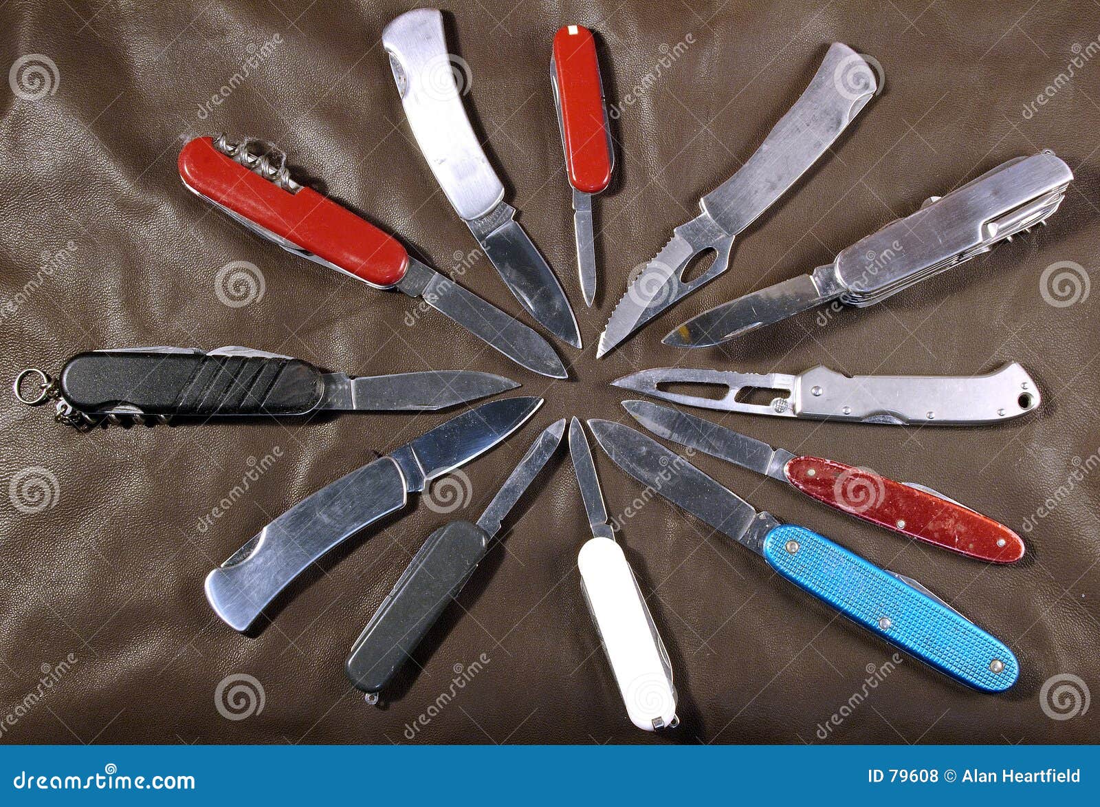 Pen Knives in a Star stock photo. Image of edge, danger 79608