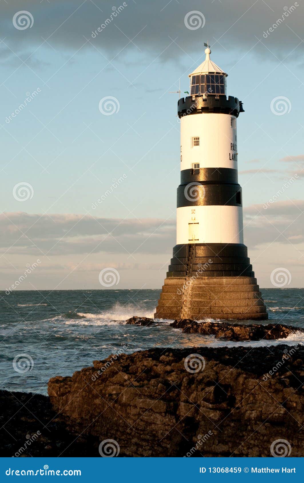 Pen Mon Lighthouse stock image. Image of waves, blue 13068459