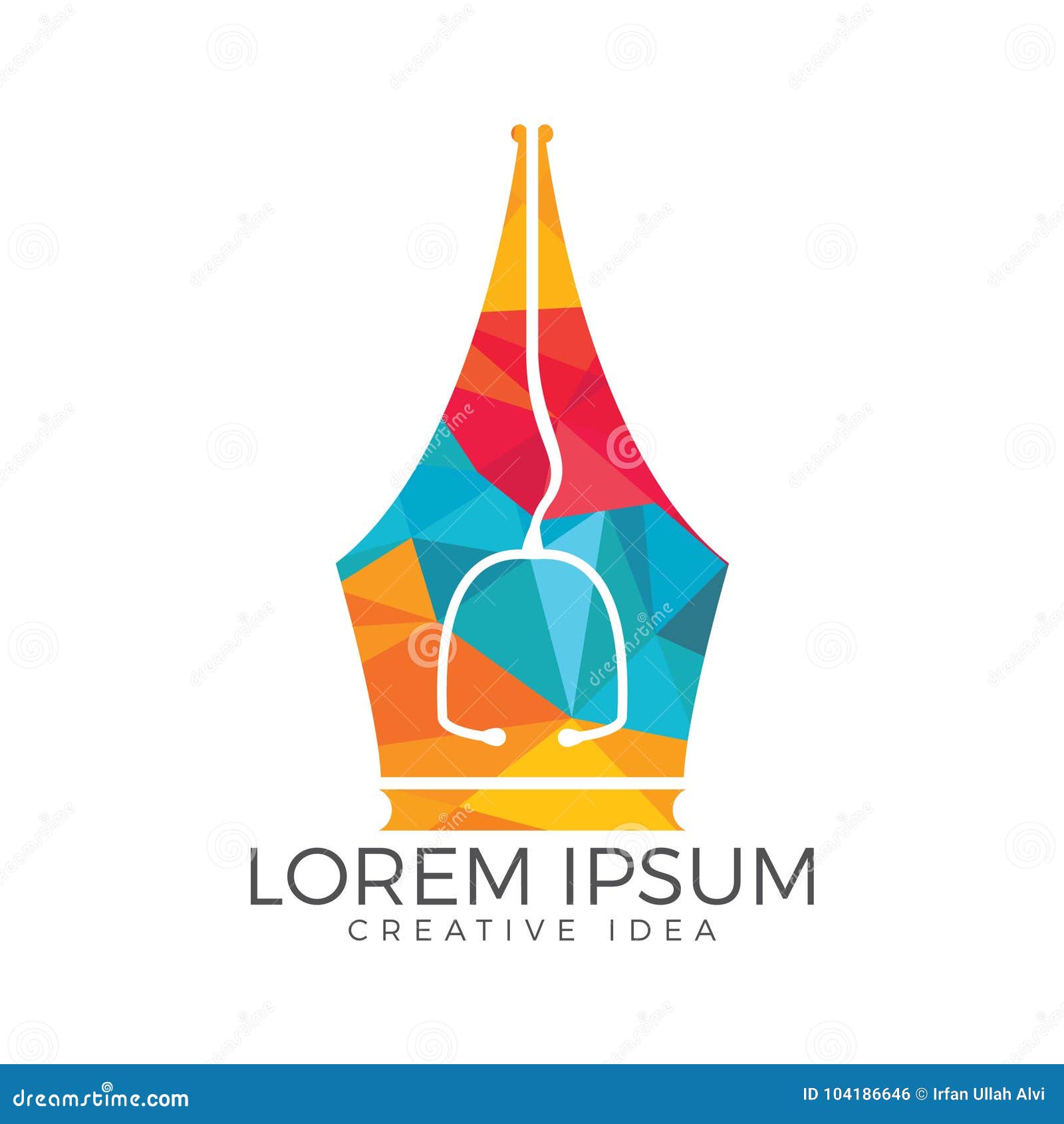 Pen Nib and Stethoscope Logo . Education Logo. Stock Illustration