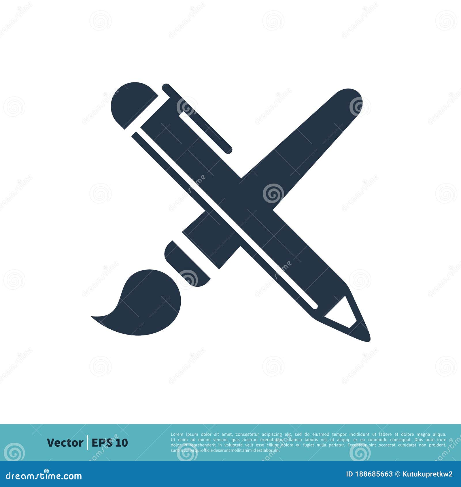 Pen, Pencil and Paint Brush Icon Vector Logo Template Illustration
