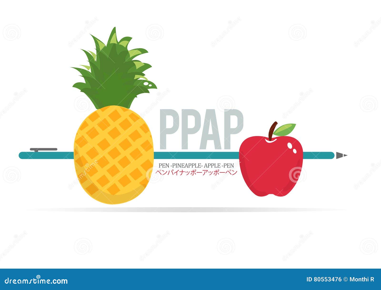 Pen Pineapple Apple Pen Fun Vector Stock Photo Illustration of yellow
