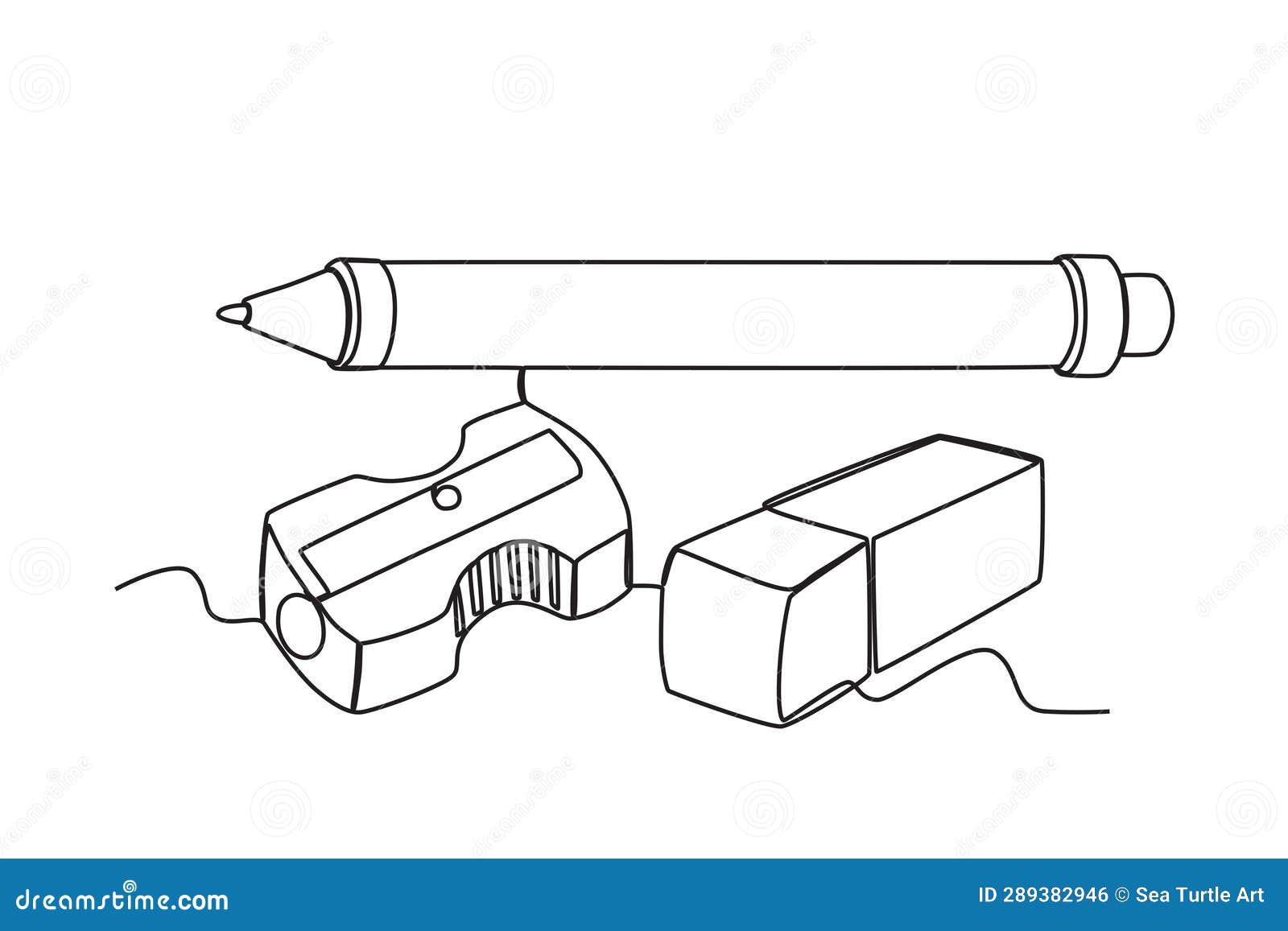 A Pen, Sharpener, and Rubber Eraser Stock Illustration Illustration