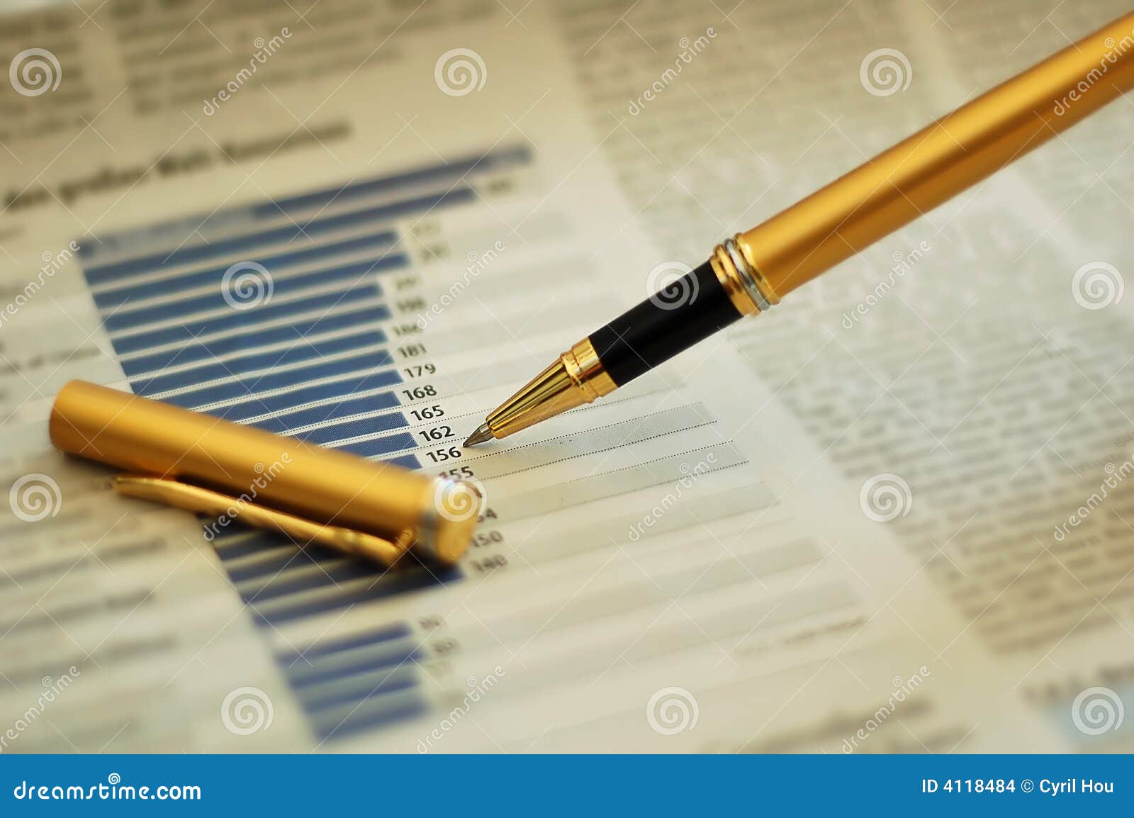 Pen Showing Diagram on Financial Report Stock Photo Image of gain