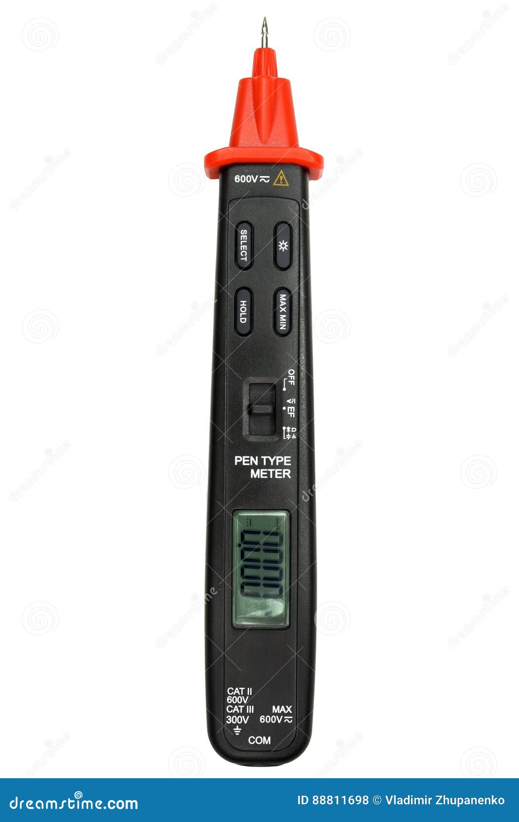 Pen Type Digital Multimeter Isolated on the White Background Stock