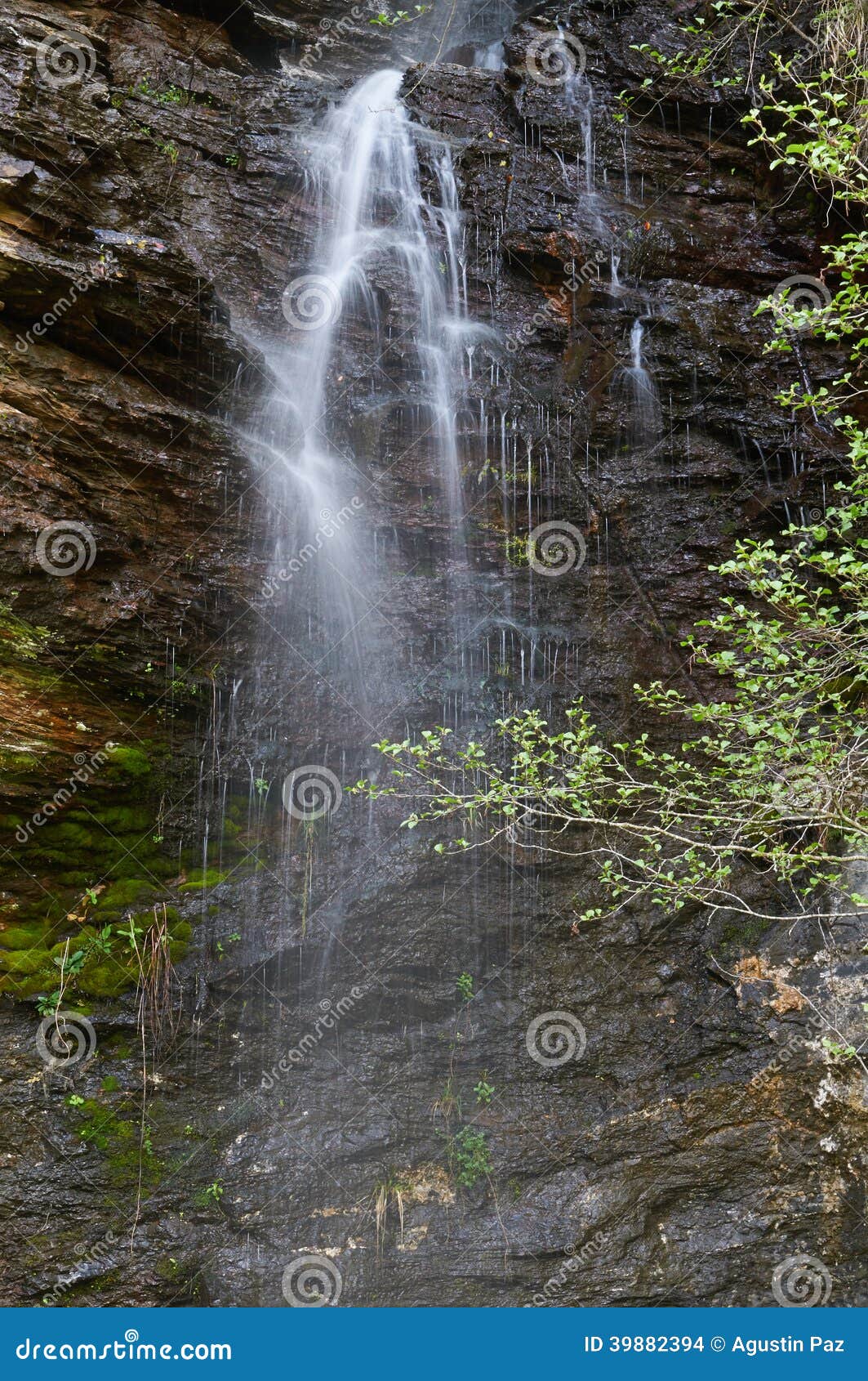 pena branca river waterfall in folgoso do courel, lugo, spain