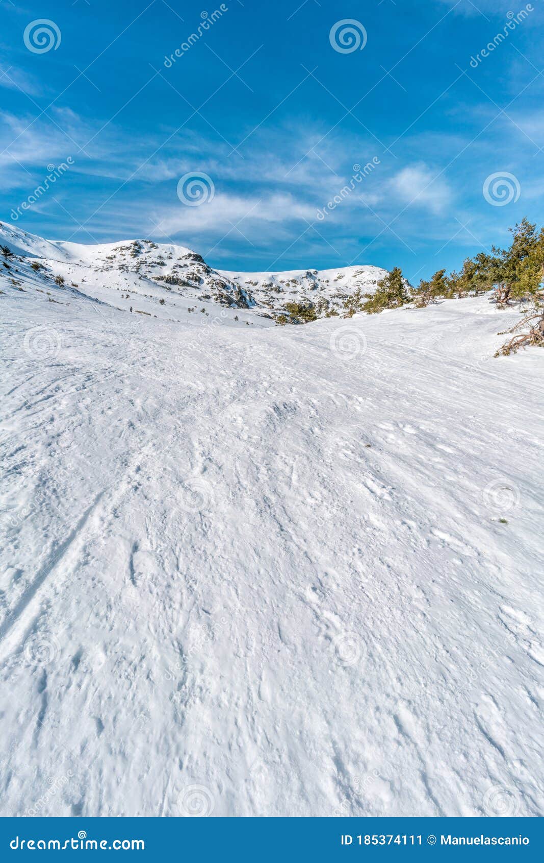penalara natural park winter scene. `circo glaciar` cirque glacier covered with snow. madrid, spain