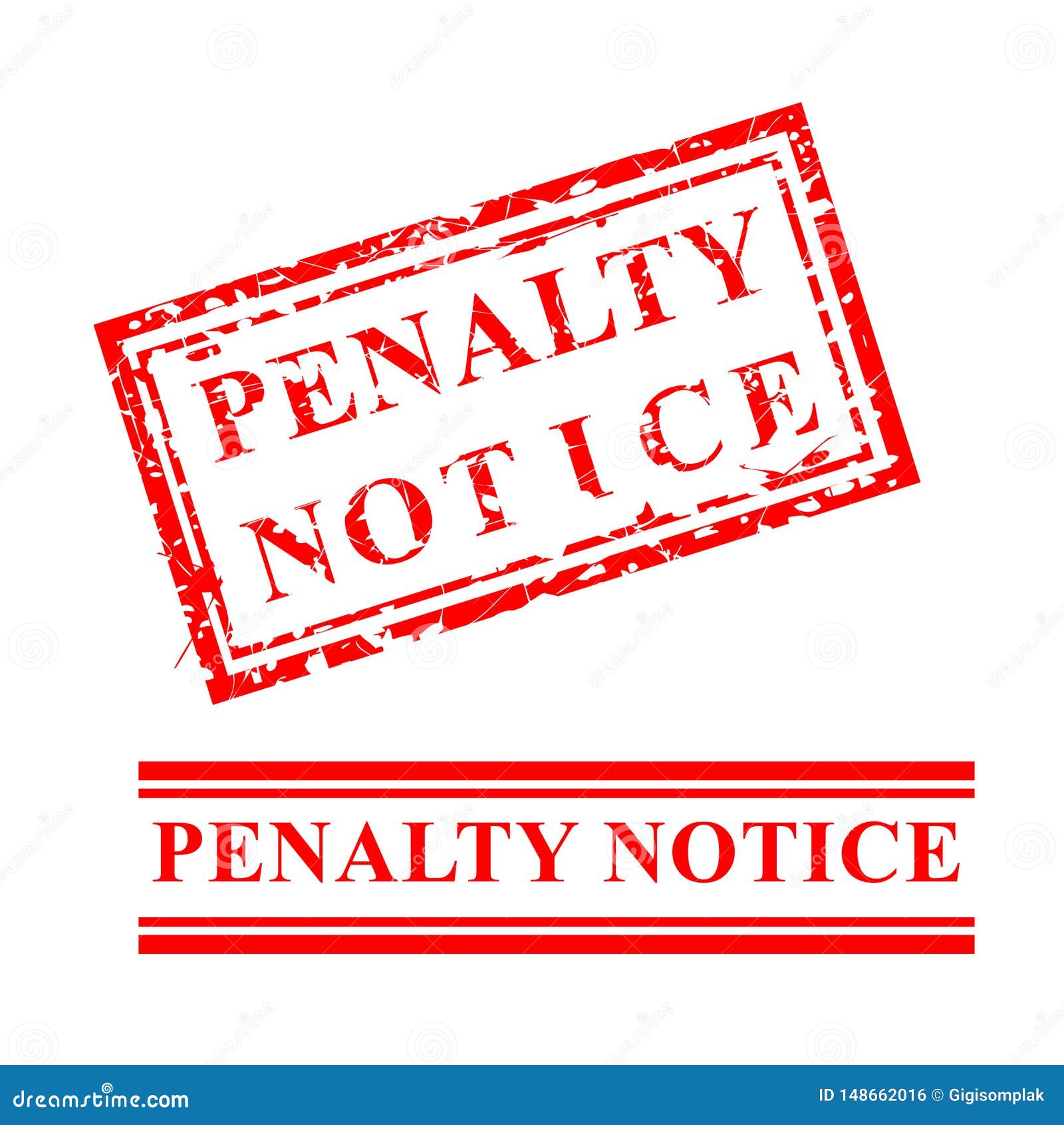 Penalty Notice, 2 Style Grunge Red Rubber Stamp Stock Vector