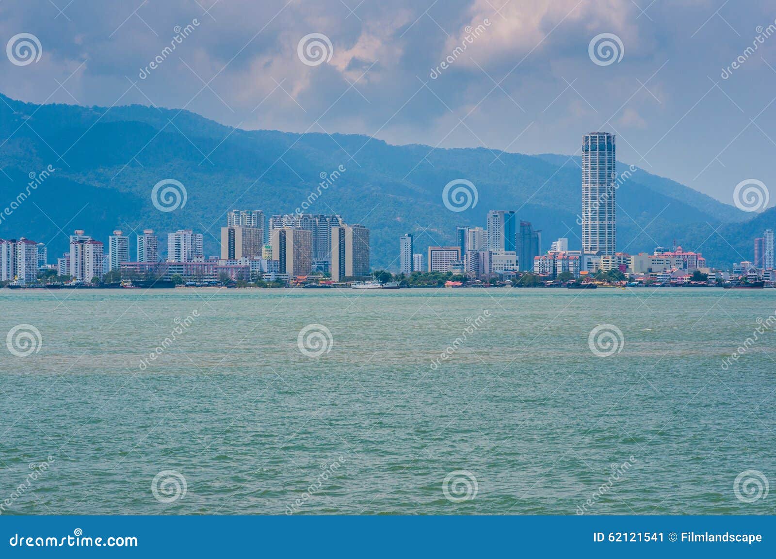 Penang view from the sea stock image. Image of skyline - 62121541