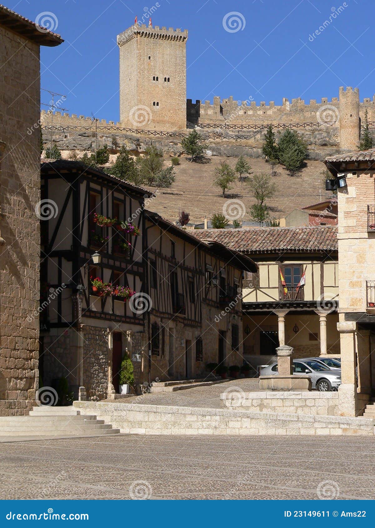 Penaranda DE Duero, Spanje. Het Kasteel van PeÃ±aranda DE Duero en dorp, de Provincie van Burgos, Castilla en Leon, Spanje