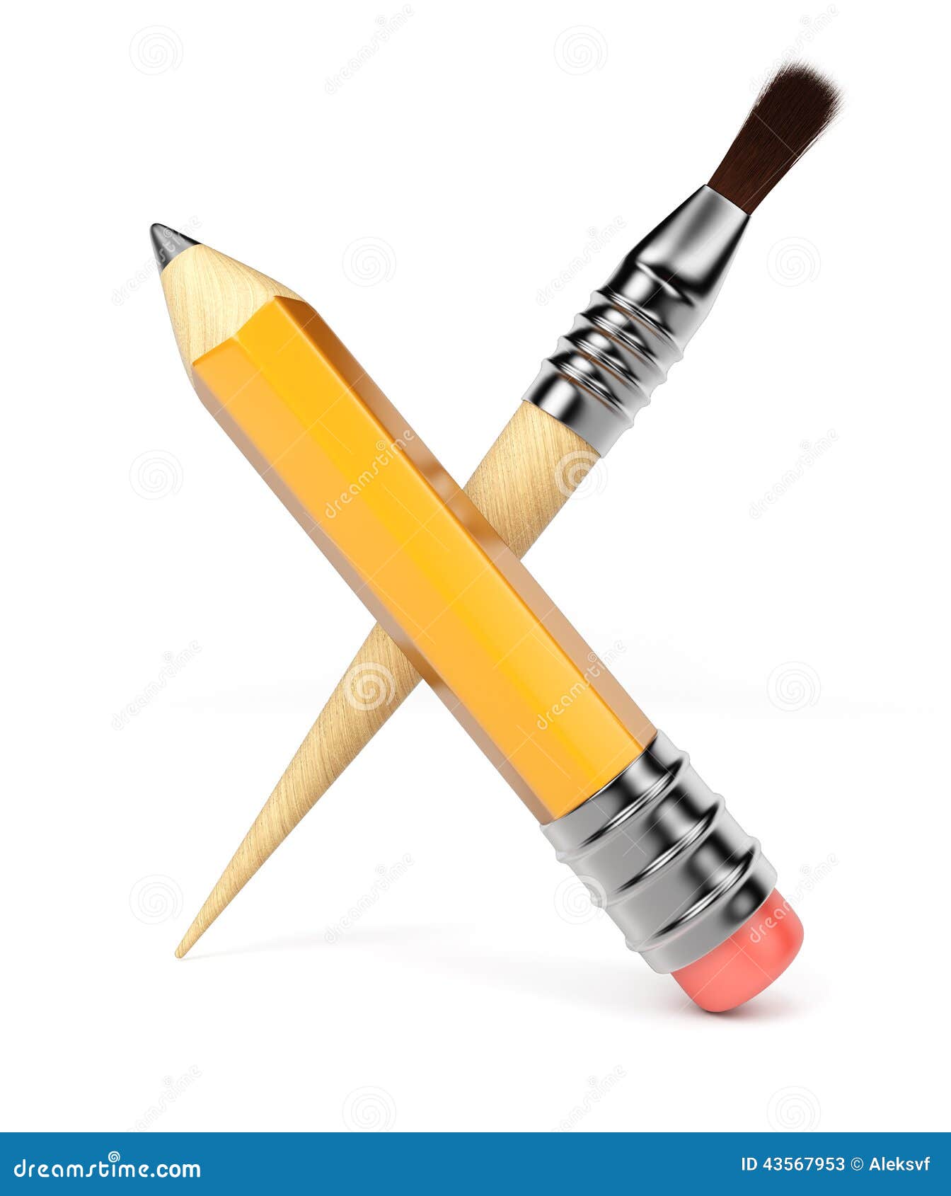 Pencil and brush stock illustration. Illustration of white 43567953