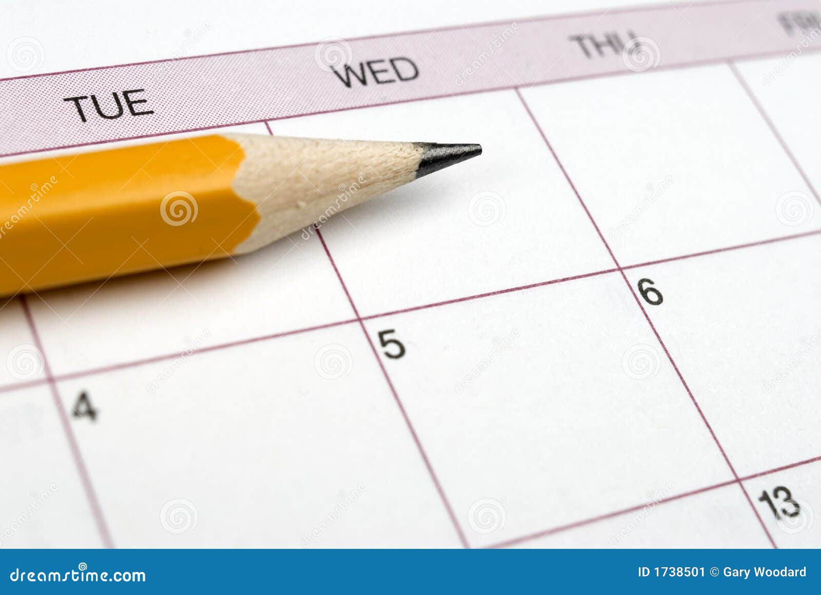 Pencil on a Calendar. stock image. Image of notation, note 1738501