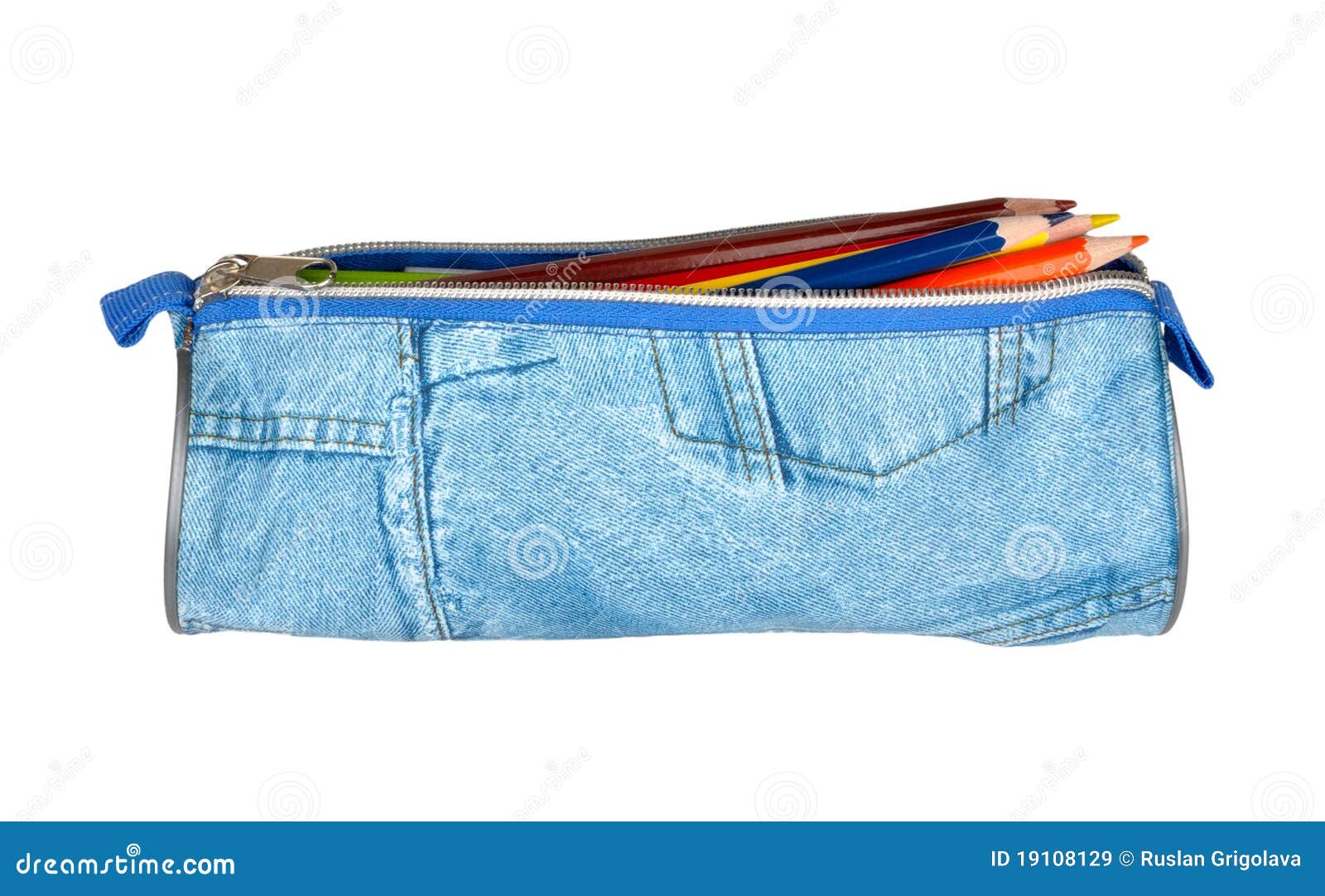 Pencil case with pencils stock image. Image of isolated 19108129