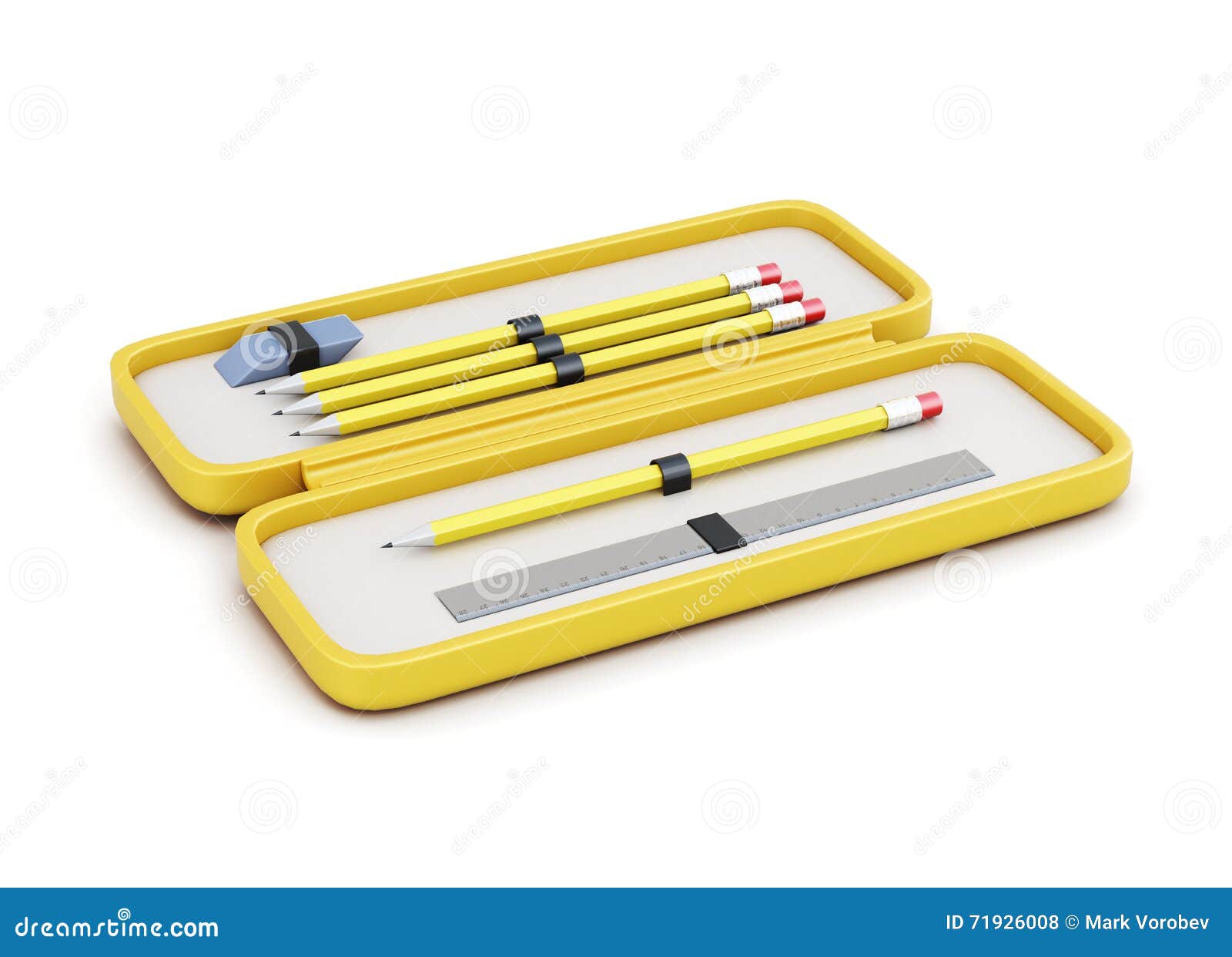 Pencil Case with Pencils, Eraser Stock Illustration Illustration of