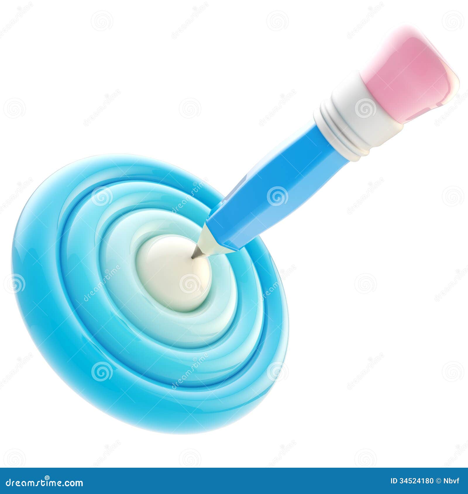 Pencil in the Center of the Target Stock Illustration Illustration of