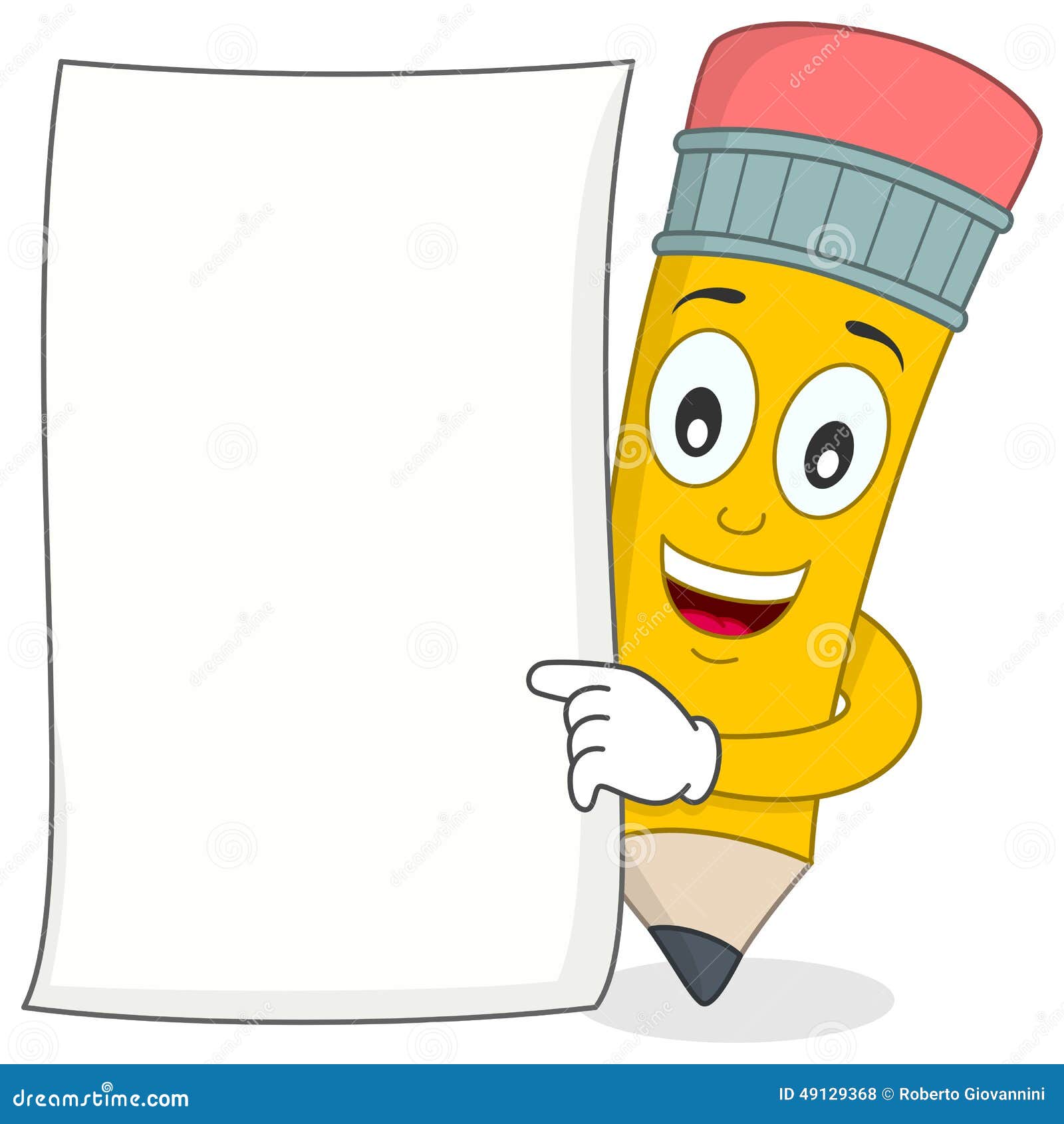 Pencil Character with White Blank Paper Stock Vector - Illustration of empty, blank: 49129368 Pencil Character with White Blank Paper Stock Vector - Illustration of empty, blank: 49129368