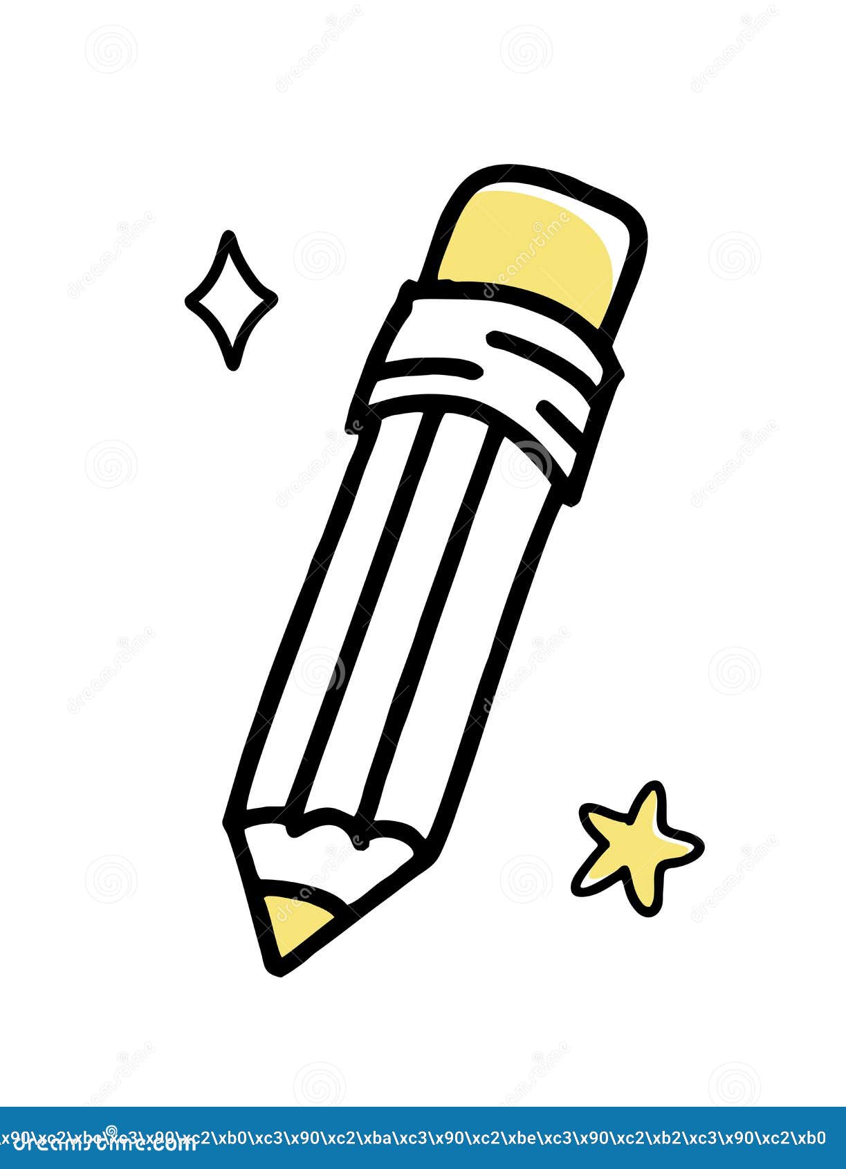 Pencil Clipart Doodle. Vector Illustration In Line Style