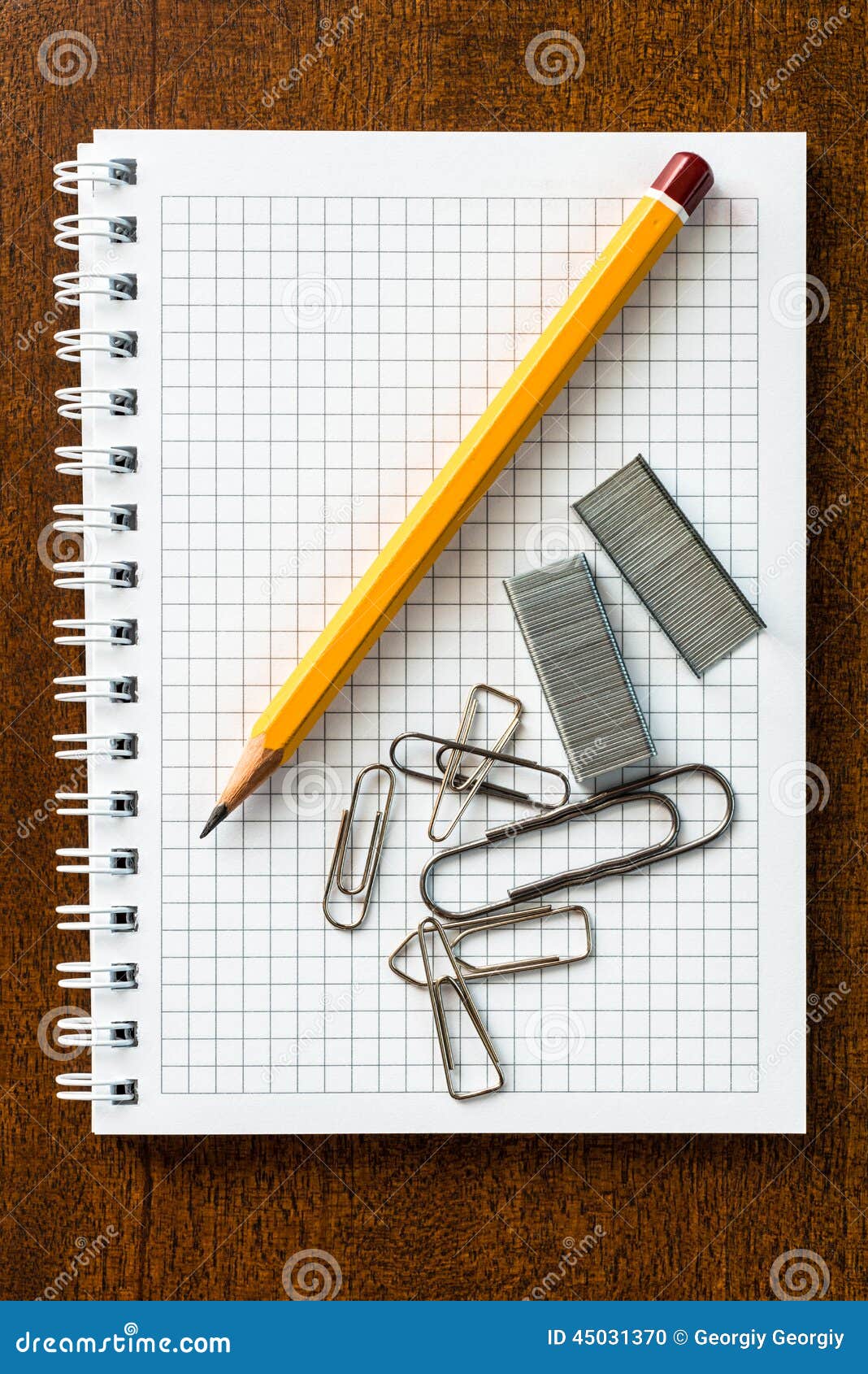 Pencil and Clips on the Notebook Stock Photo Image of bulletin, board