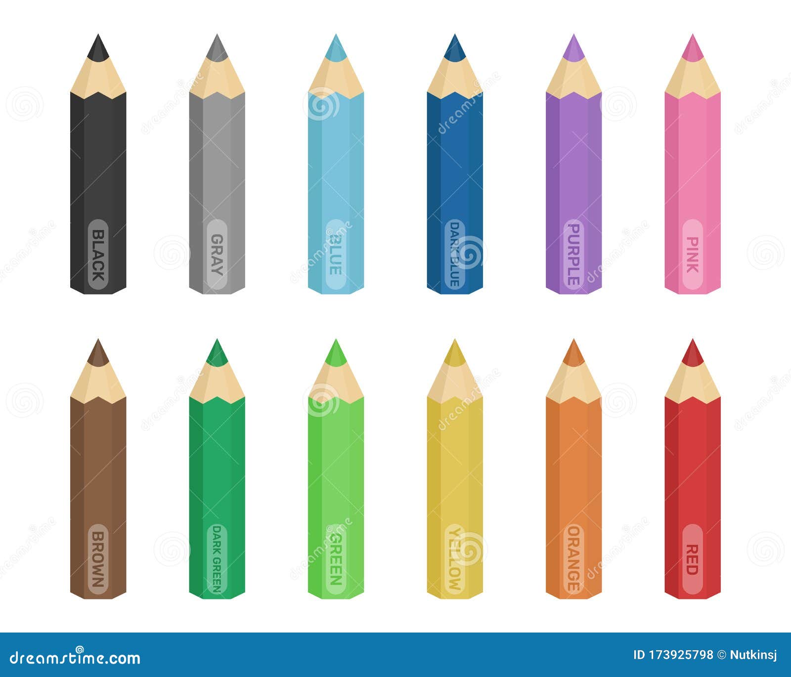 Pencil Colors Collection stock vector. Illustration of pencil - 173925798